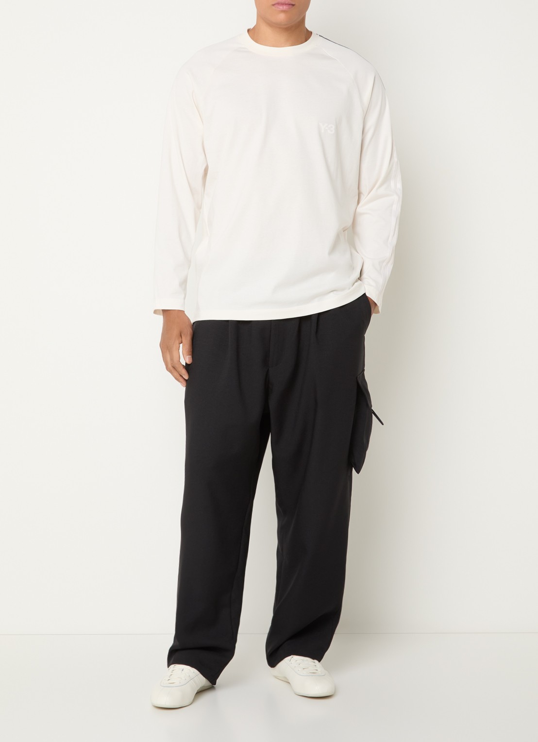 Y-3 Longsleeve met logo - voorkant 3 beige
