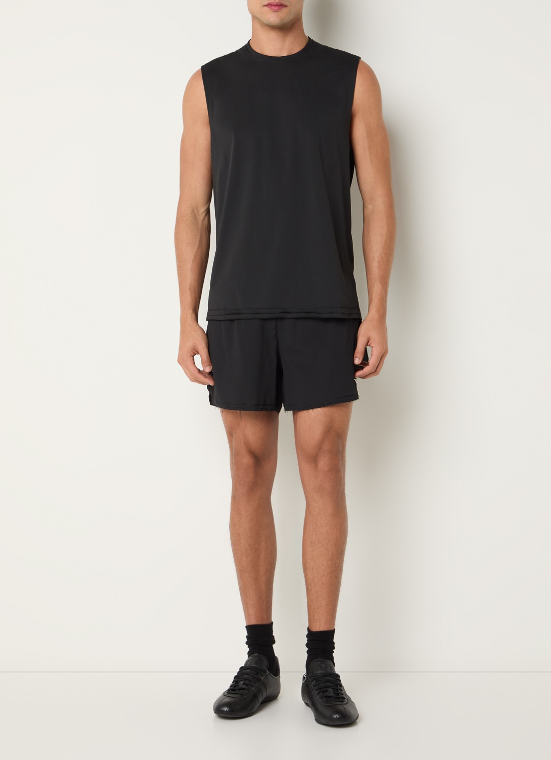 Y-3 Loose fit korte broek met logoprint - voorkant 3 zwart