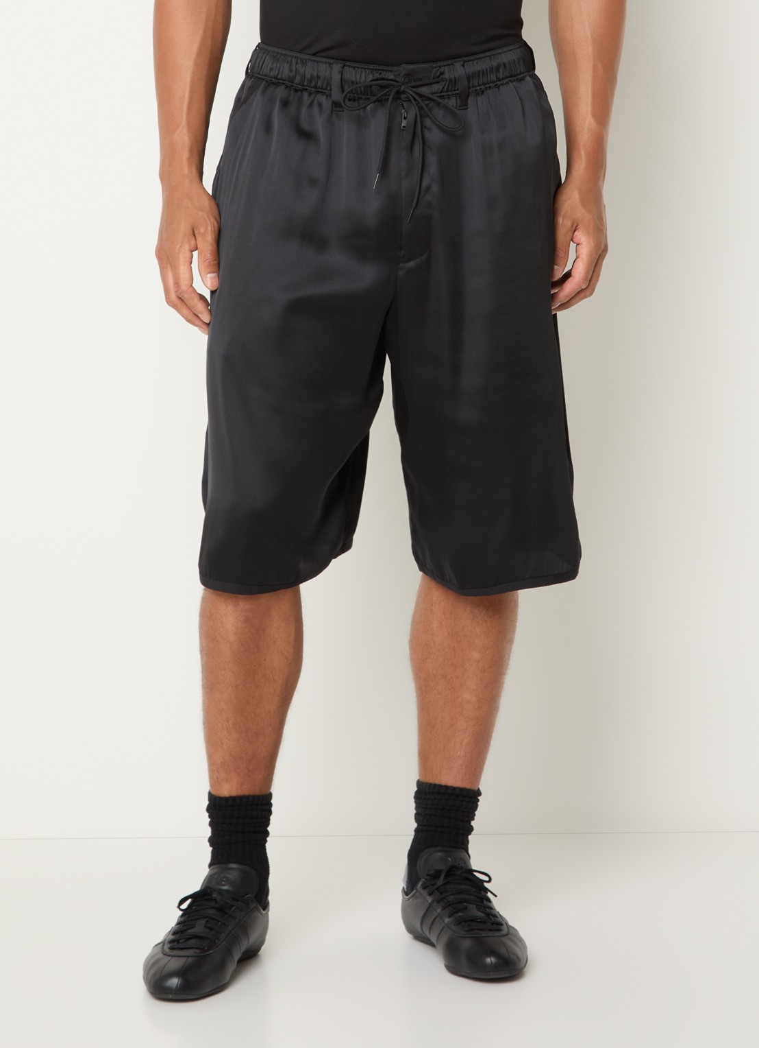 Y-3 Loose fit korte broek van satijn - detail 3 zwart