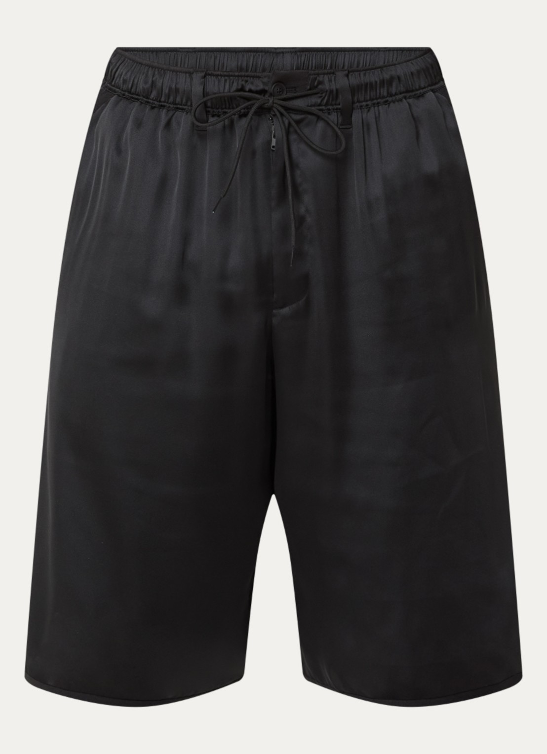 Y-3 Loose fit korte broek van satijn - voorkant zwart