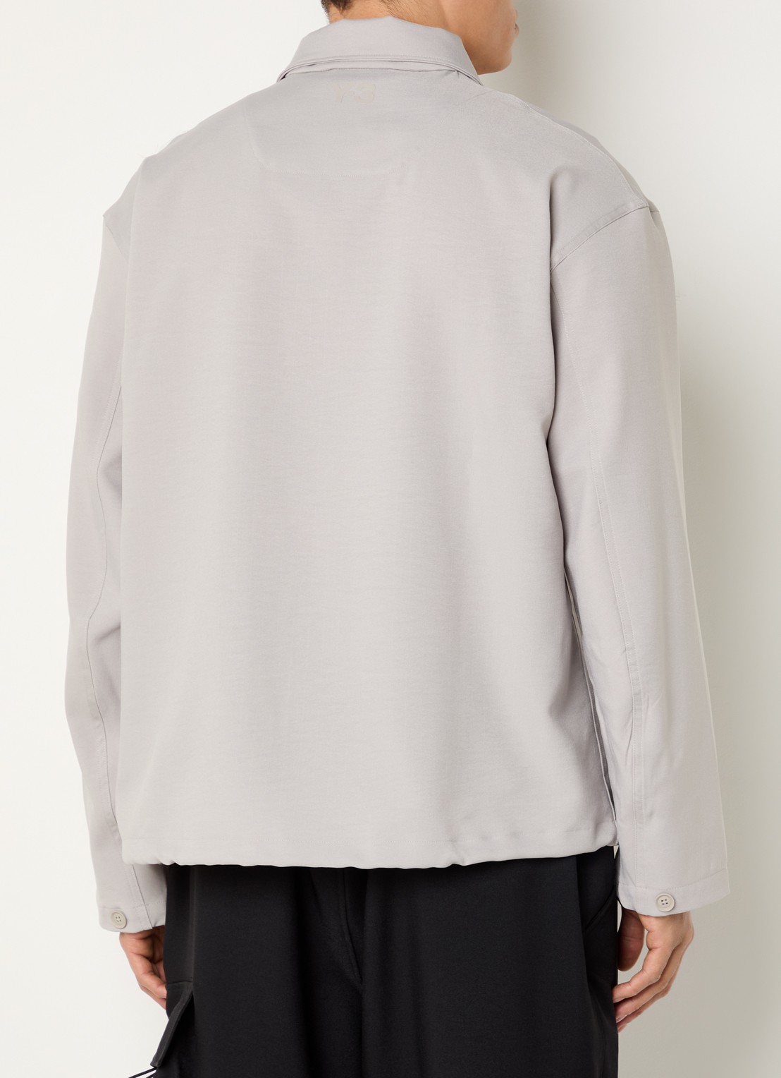 Y-3 Oversized fit overhemd met borstzak en steekzakken - achterkant 3 beige