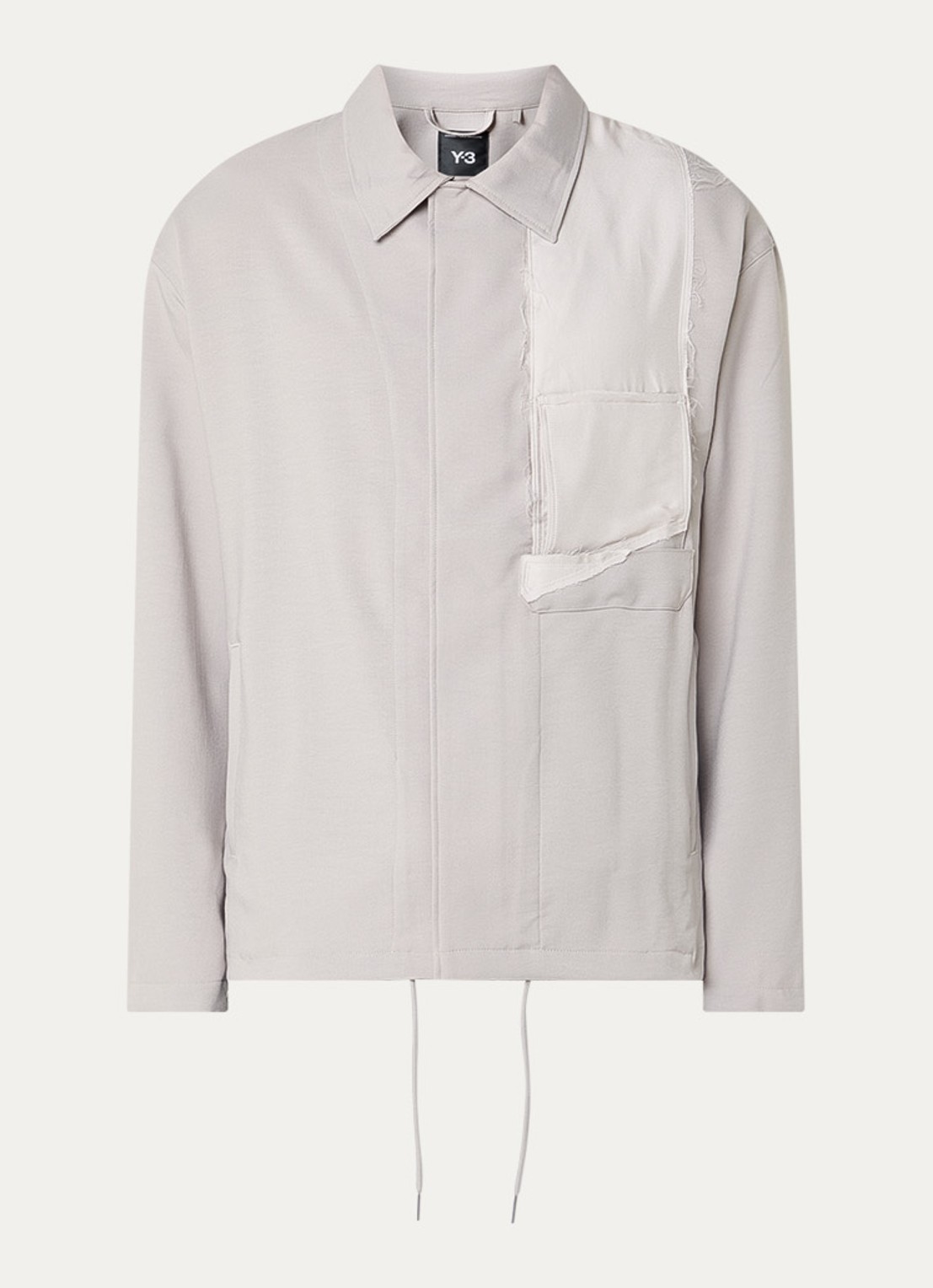 Y-3 Oversized fit overhemd met borstzak en steekzakken - voorkant beige
