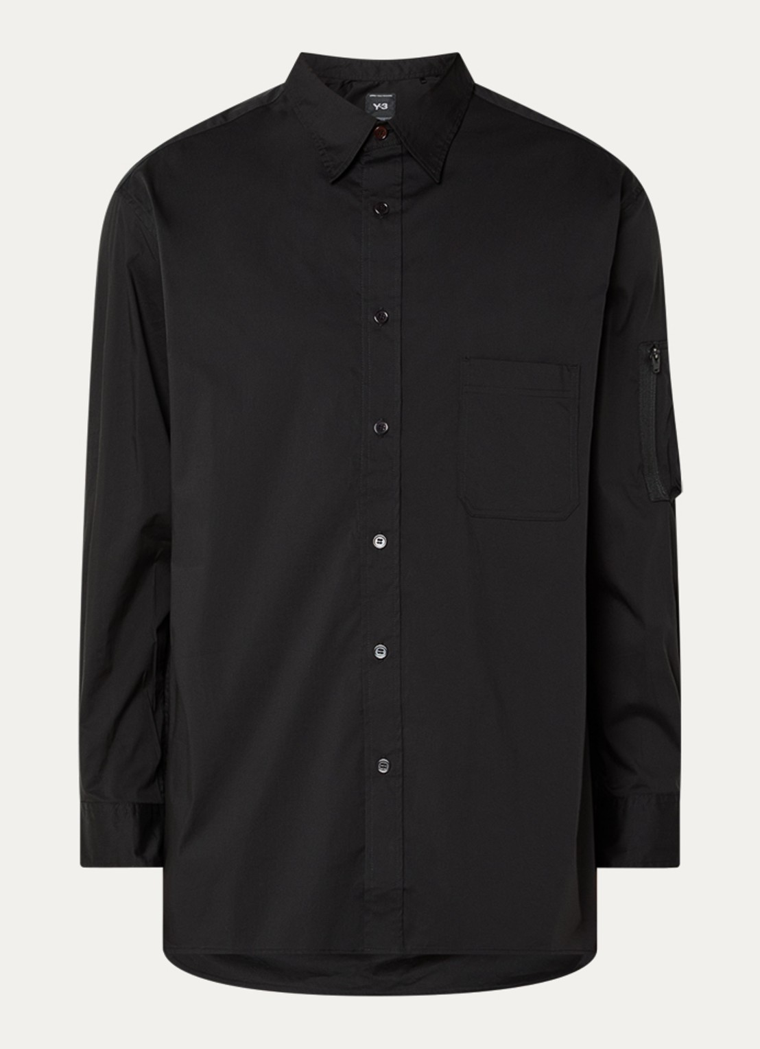 Y-3 Oversized fit overhemd met borstzak - voorkant 2 zwart