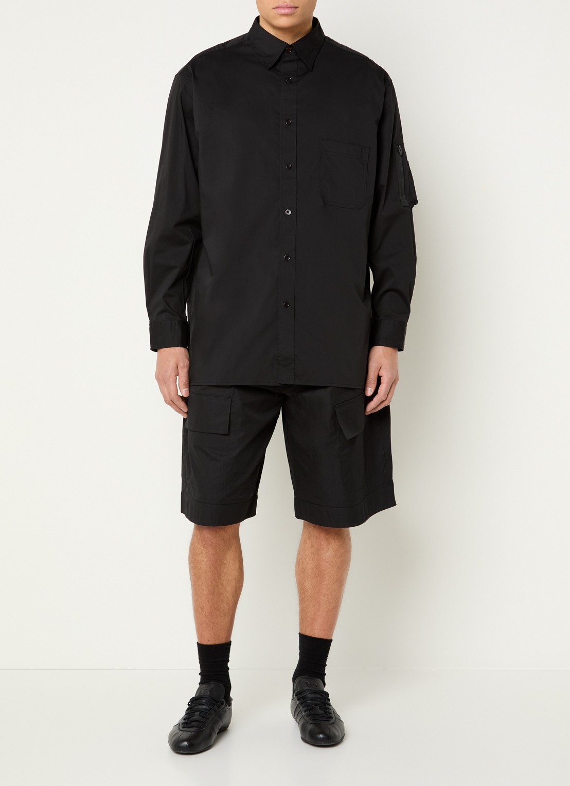 Y-3 Oversized fit overhemd met borstzak - voorkant 3 zwart