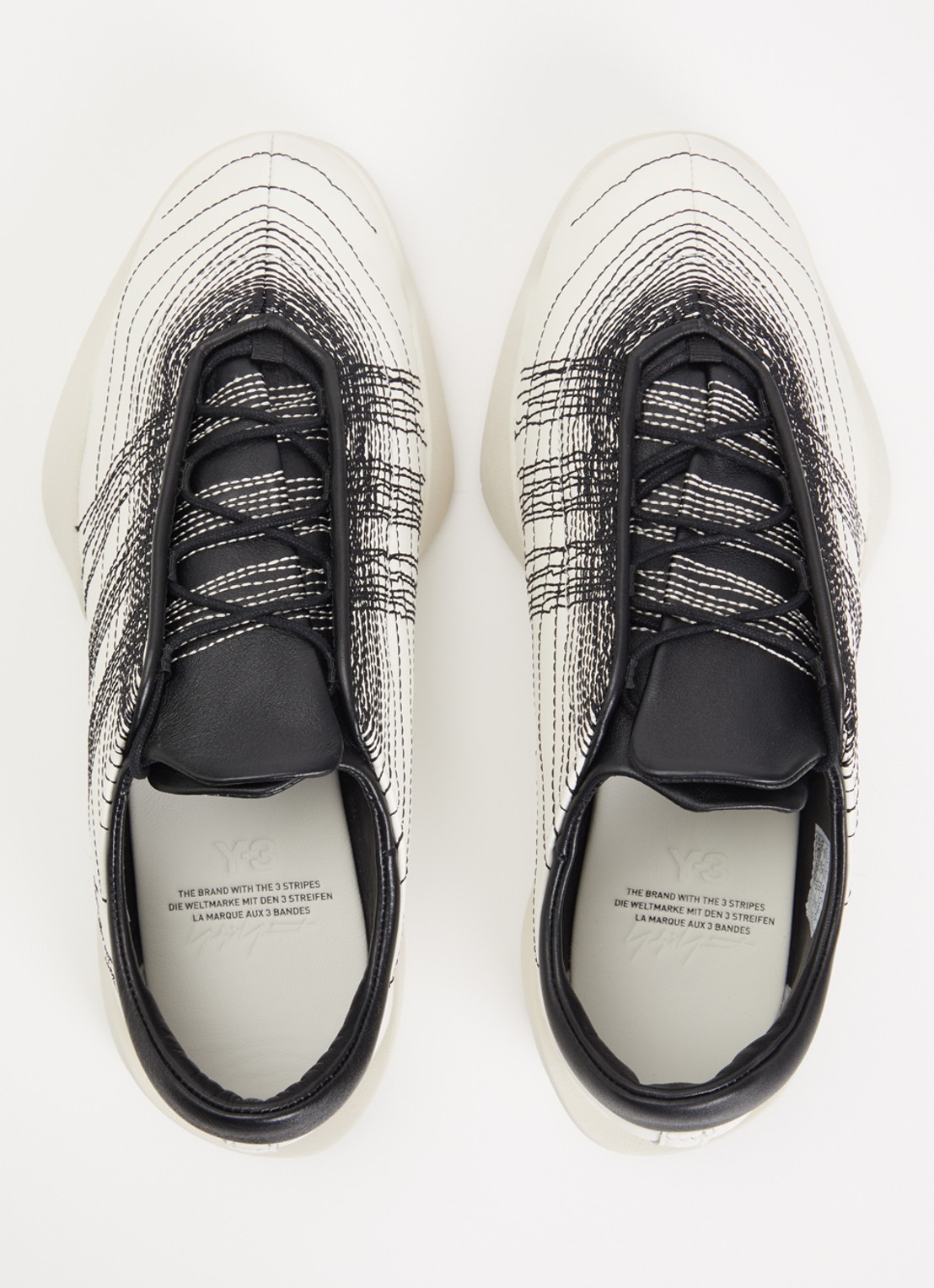 Y-3 Regu Embroidery sneaker van leer - detail 2 wit