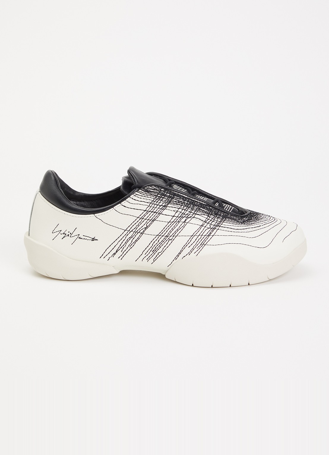 Y-3 Regu Embroidery sneaker van leer - voorkant 5 wit