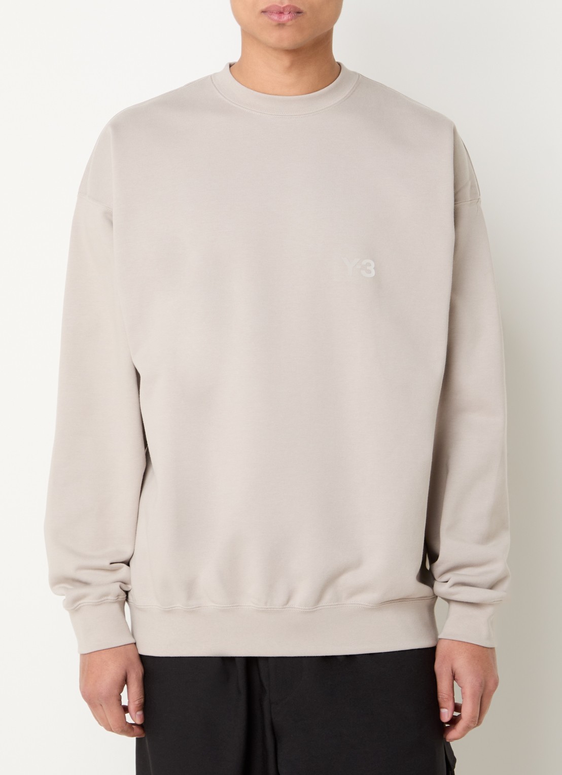 Y-3 Sweater met logoprint - detail donkerbeige