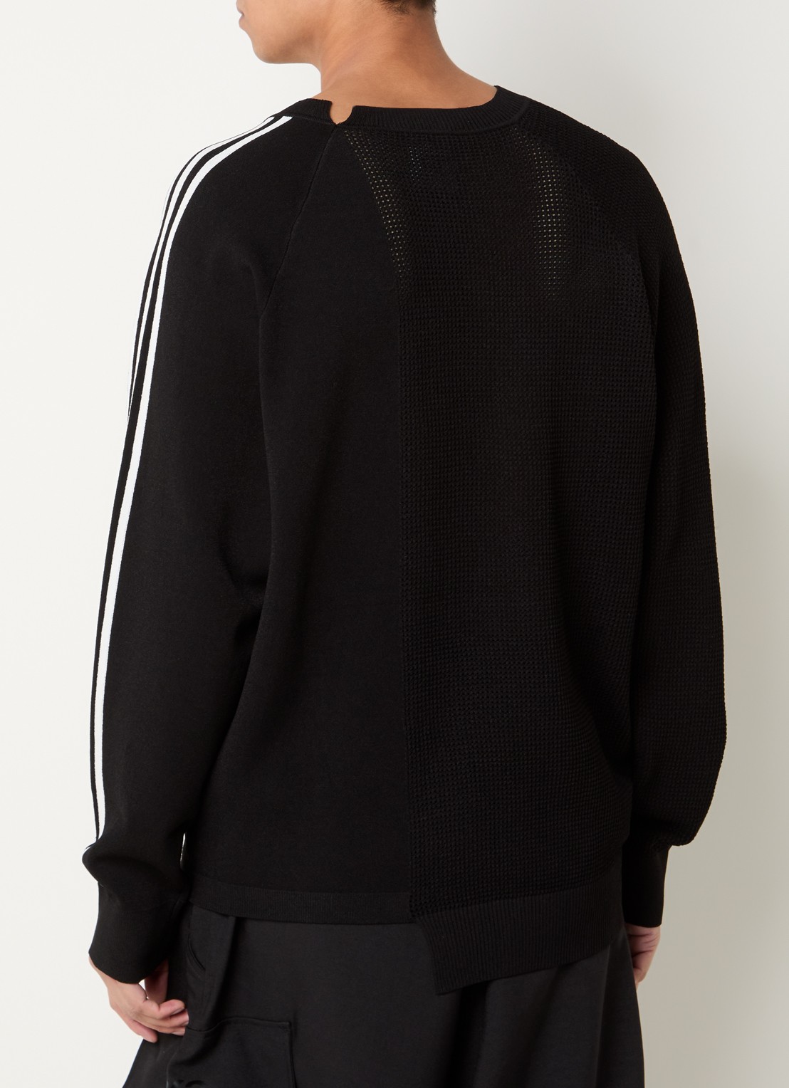 Y-3 Sweater met opengewerkt dessin - achterkant zwart