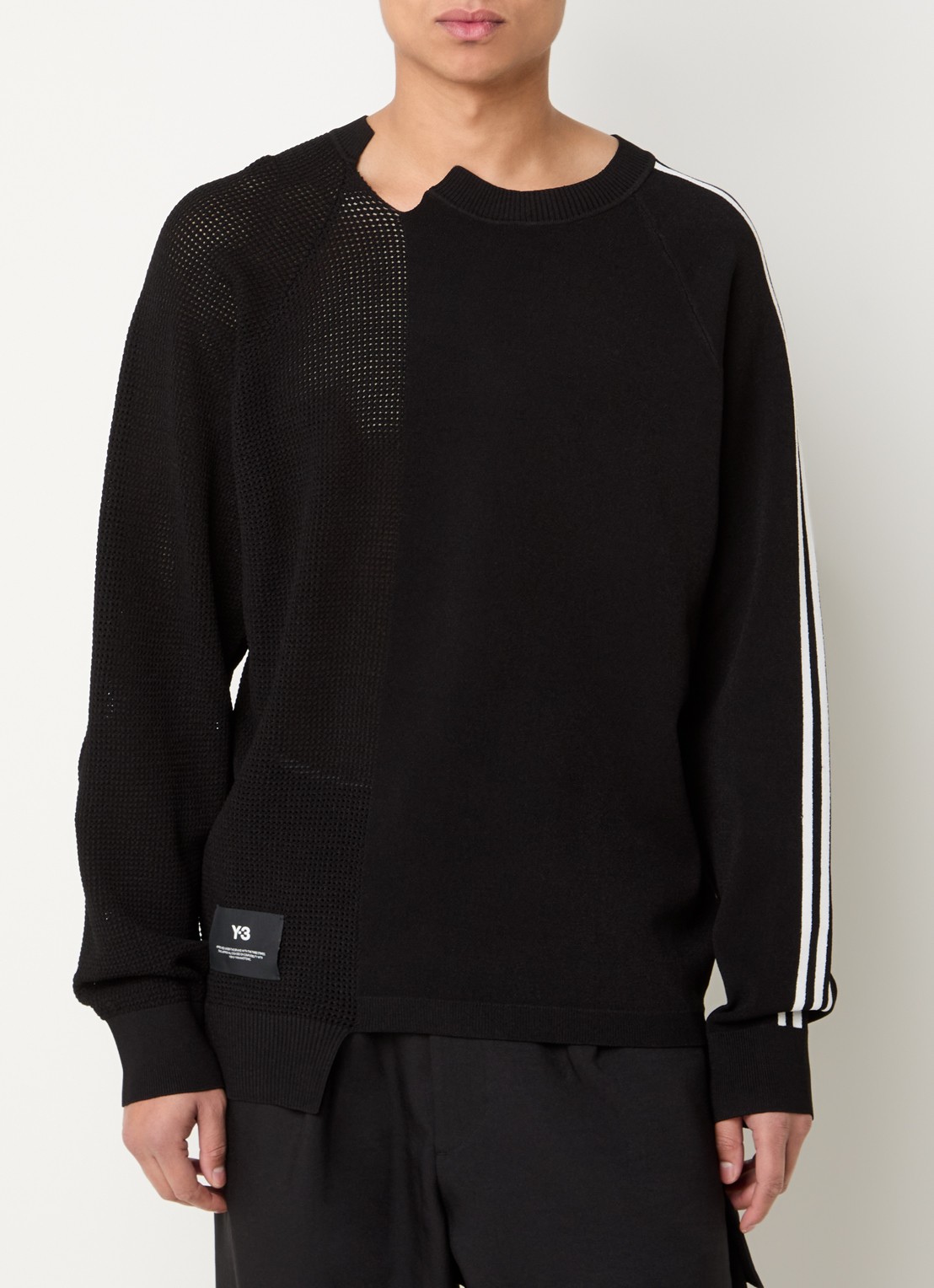 Y-3 Sweater met opengewerkt dessin - detail 2 zwart