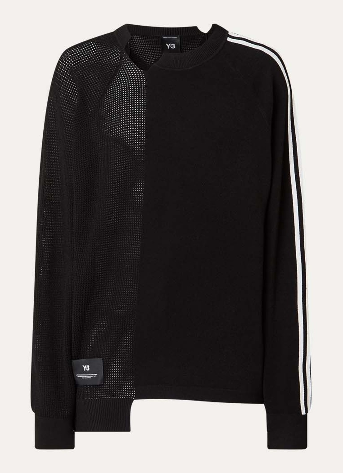 Y-3 Sweater met opengewerkt dessin - voorkant 3 zwart