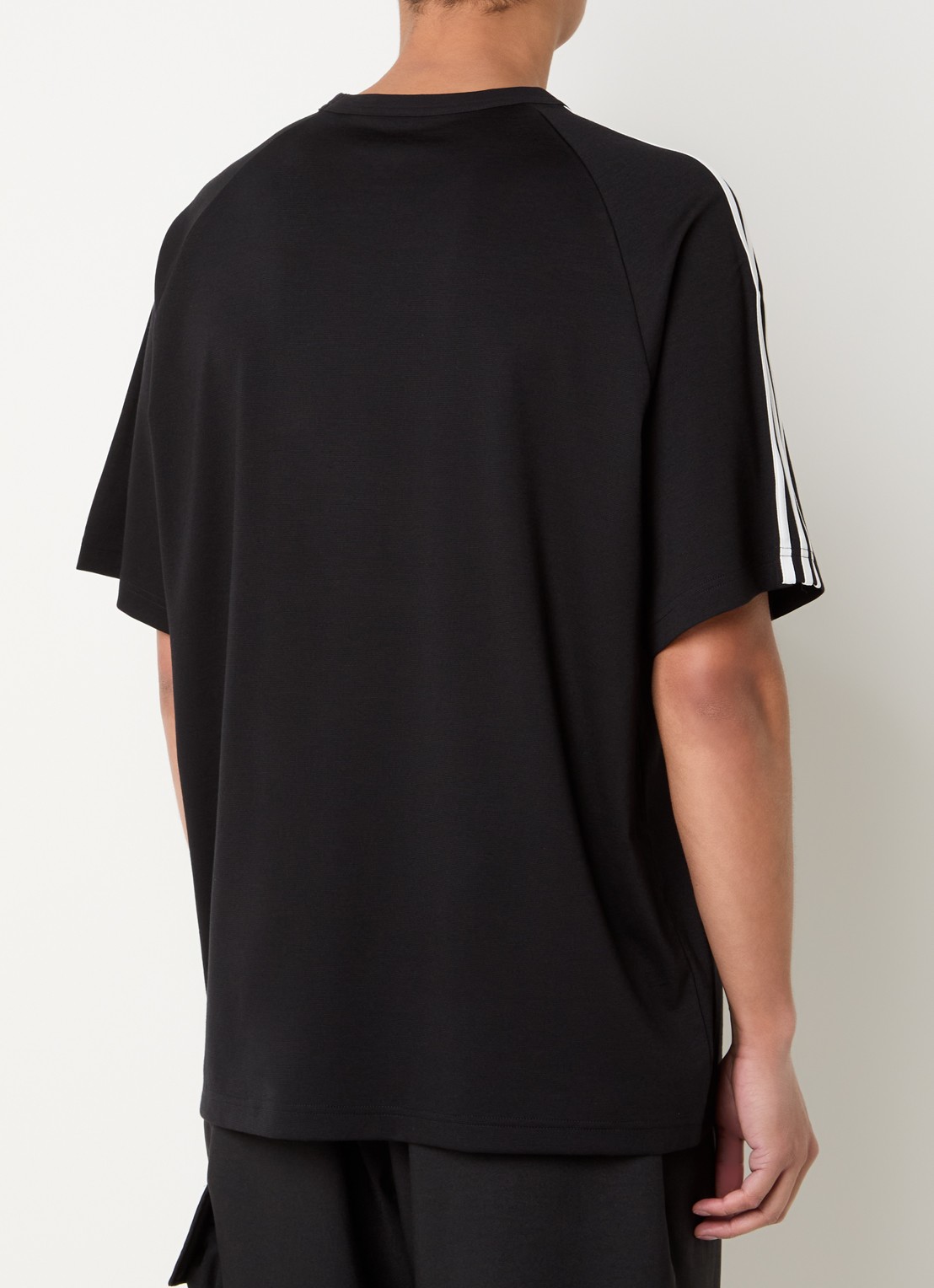 Y-3 T-shirt in wolblend met logoprint - achterkant 4 zwart