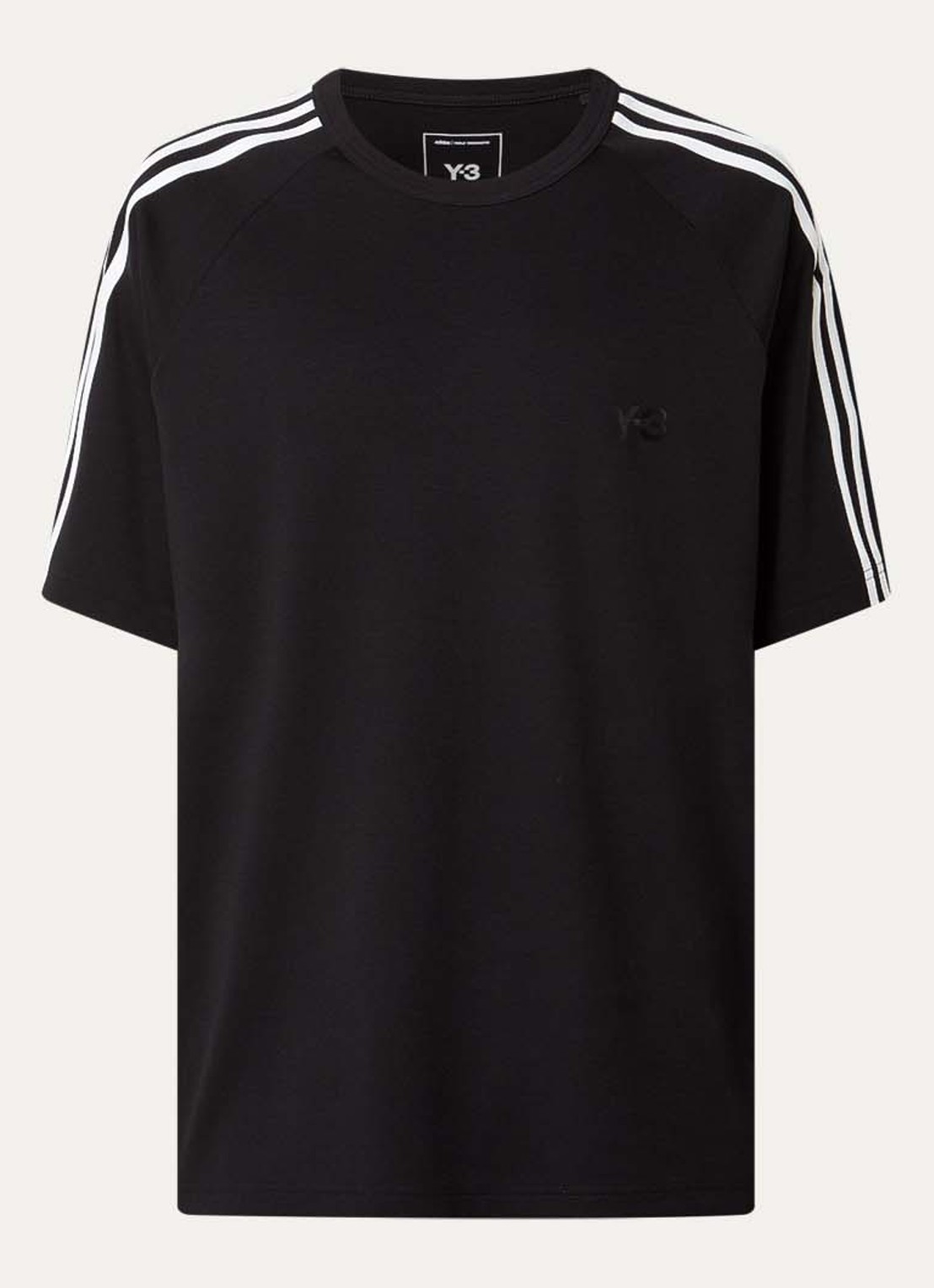 Y-3 T-shirt in wolblend met logoprint - voorkant 2 zwart