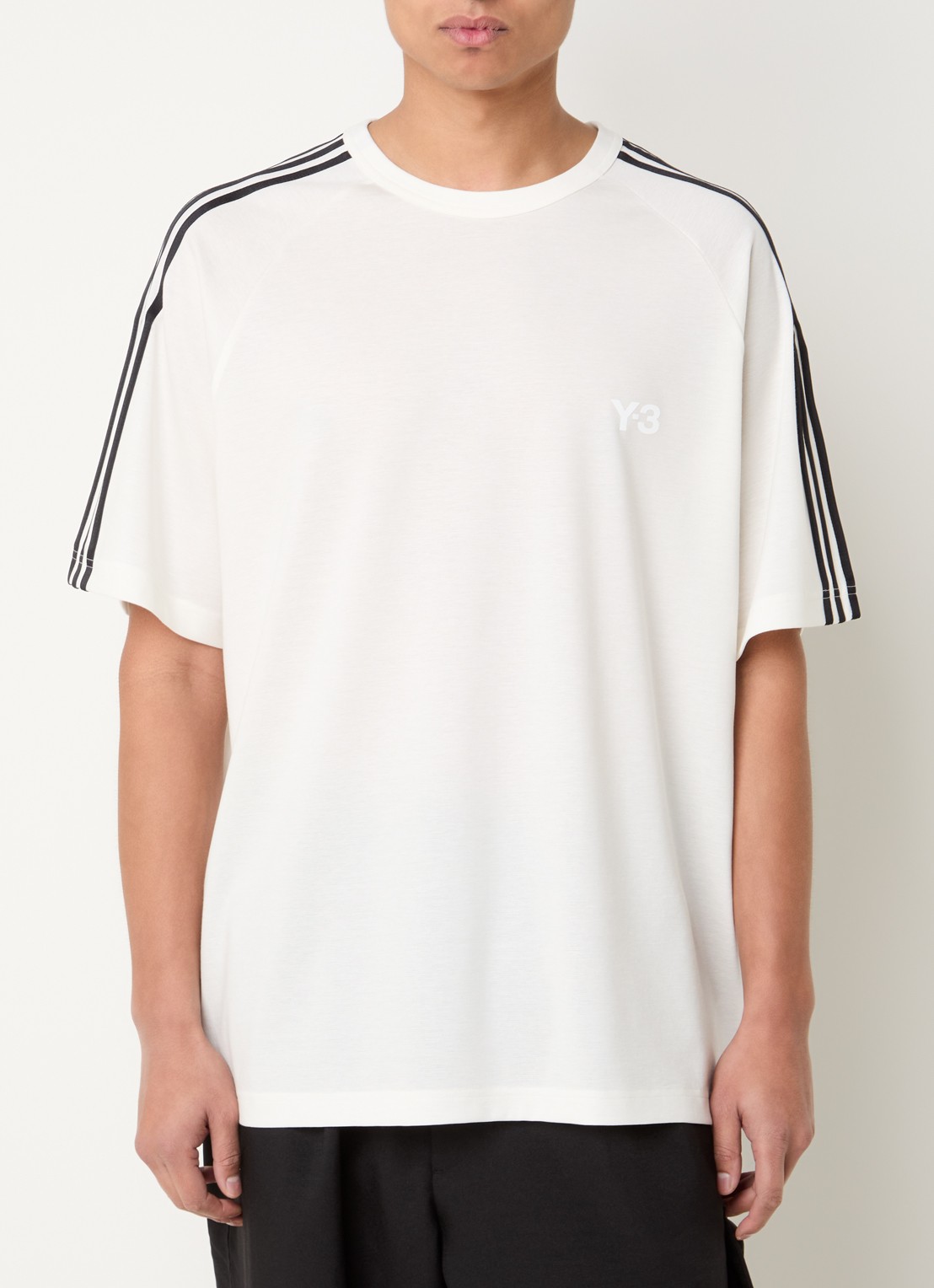 Y-3 T-shirt in wolblend met logoprint - detail 4 wit