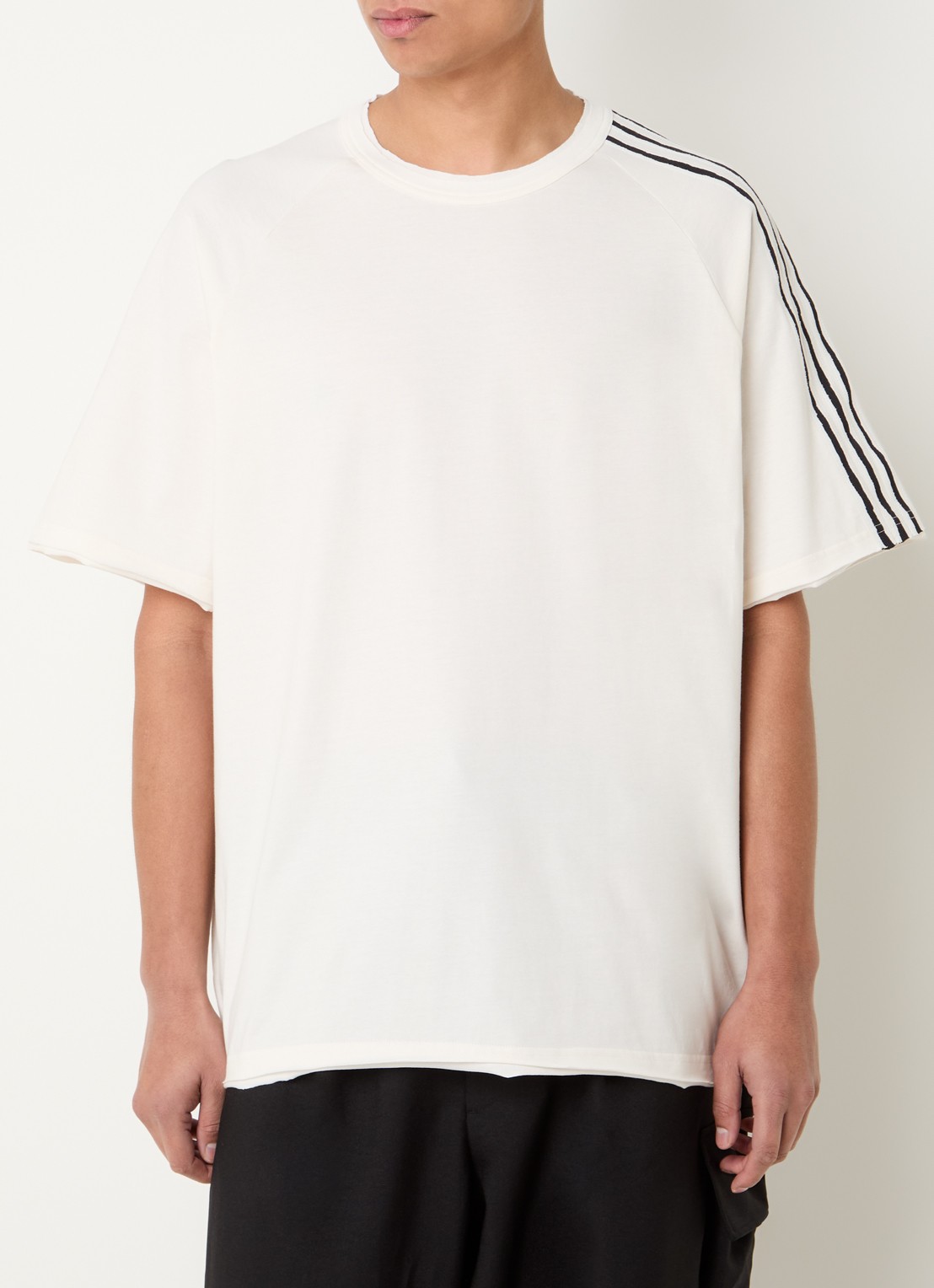 Y-3 T-shirt met ronde hals - detail 4 creme