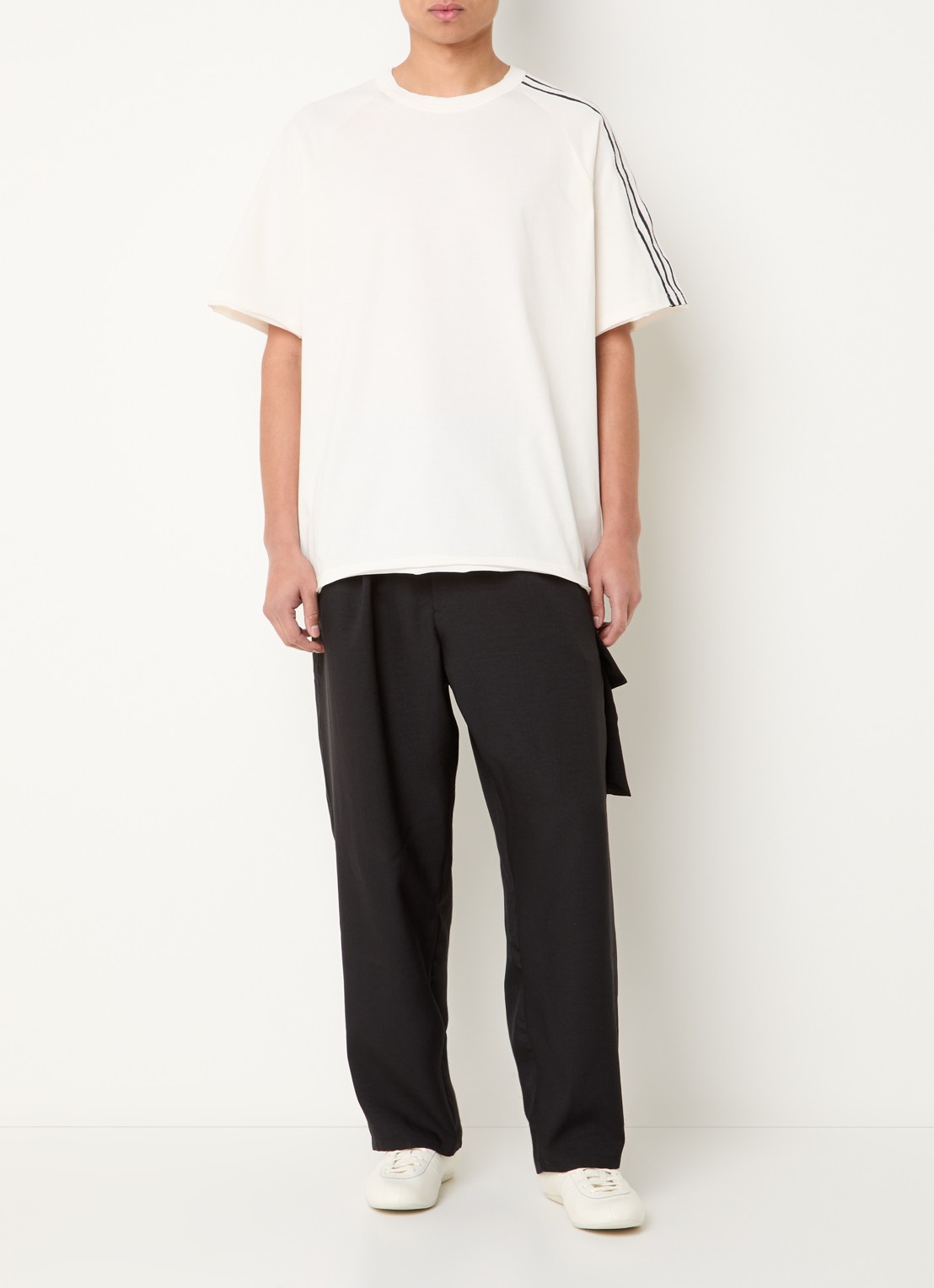 Y-3 T-shirt met ronde hals - voorkant 3 creme