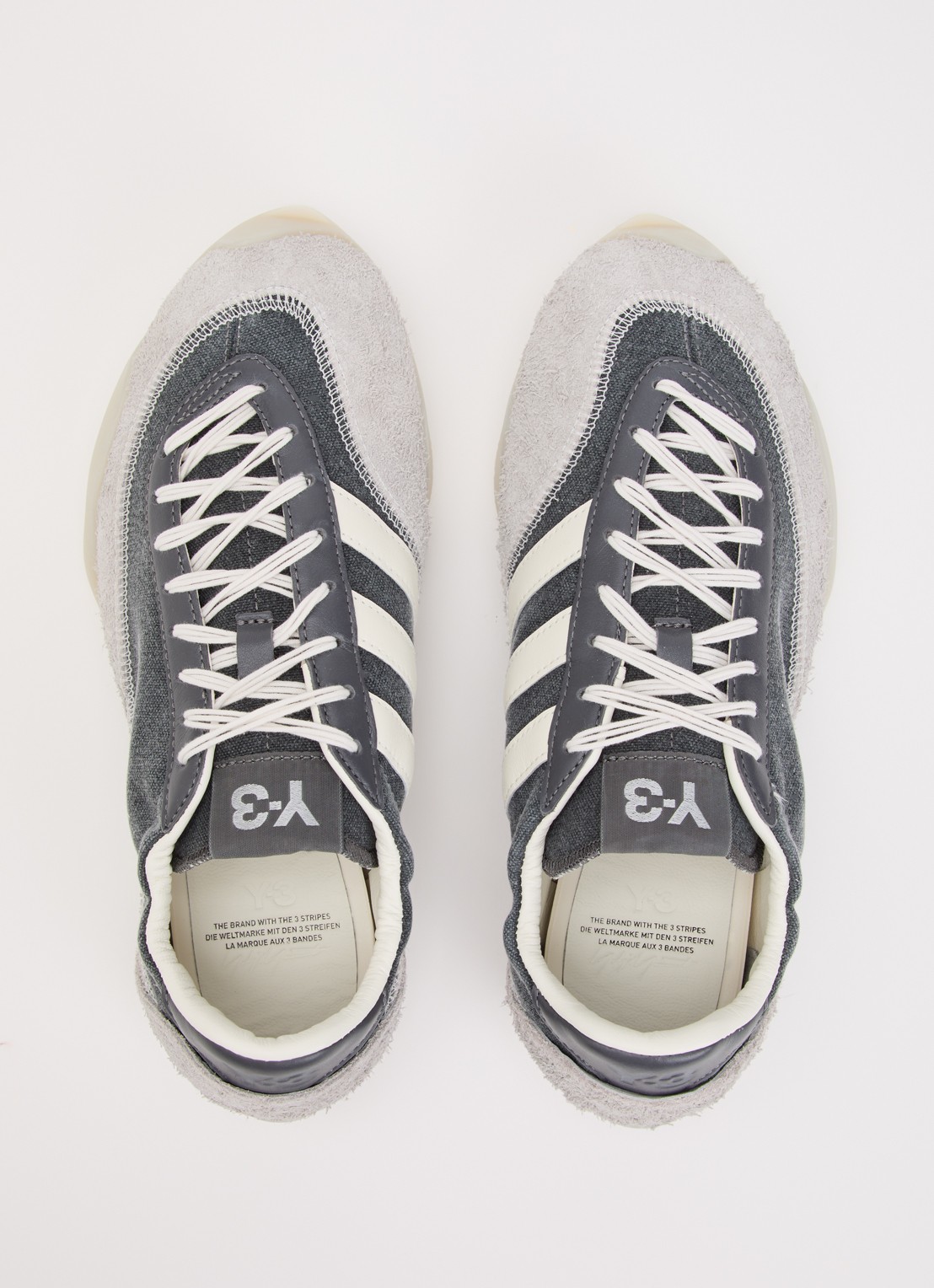 Y-3 Tokyo Warped sneaker van denim met suède details - detail 2 grijs