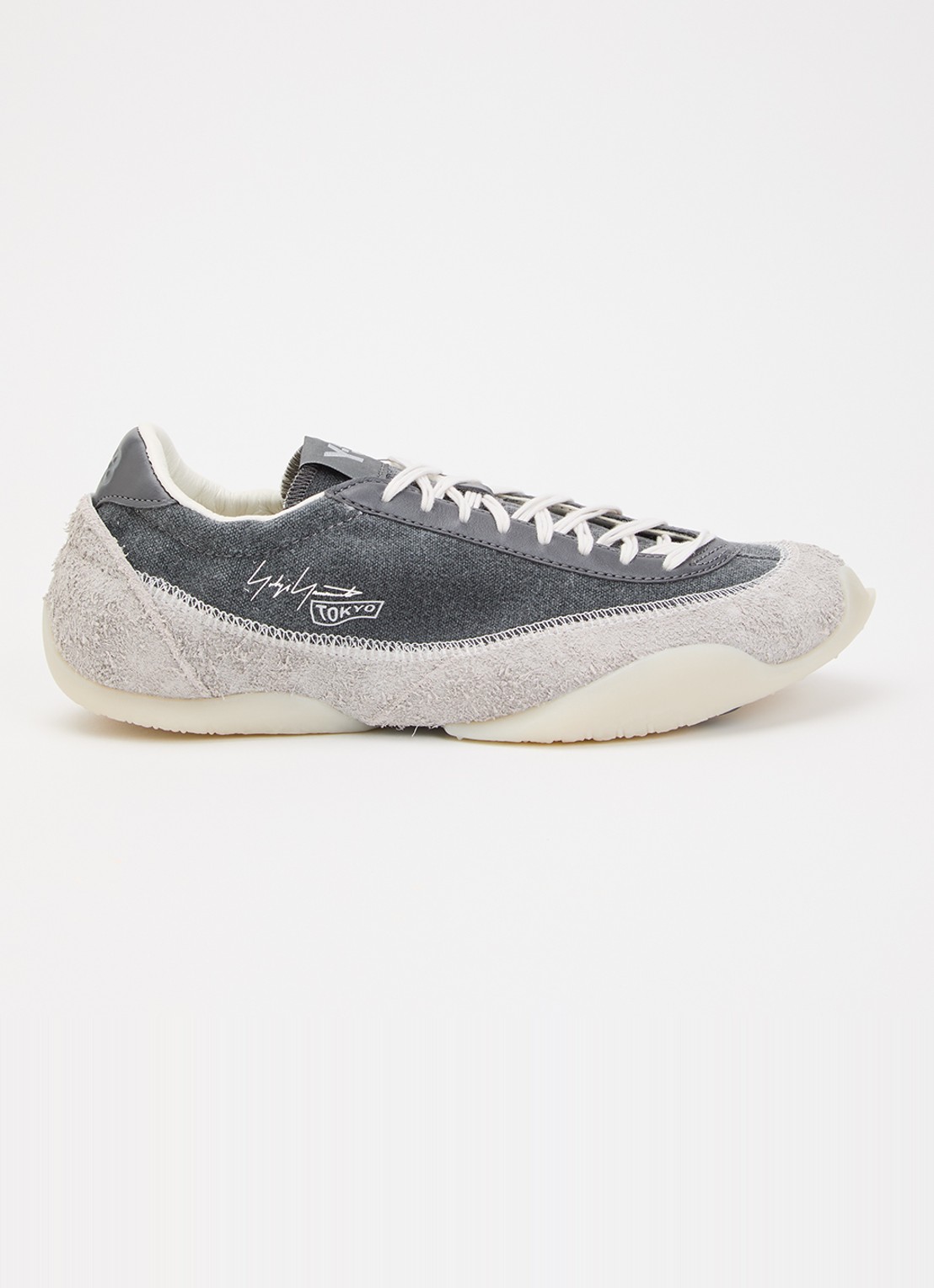Y-3 Tokyo Warped sneaker van denim met suède details - voorkant 4 grijs