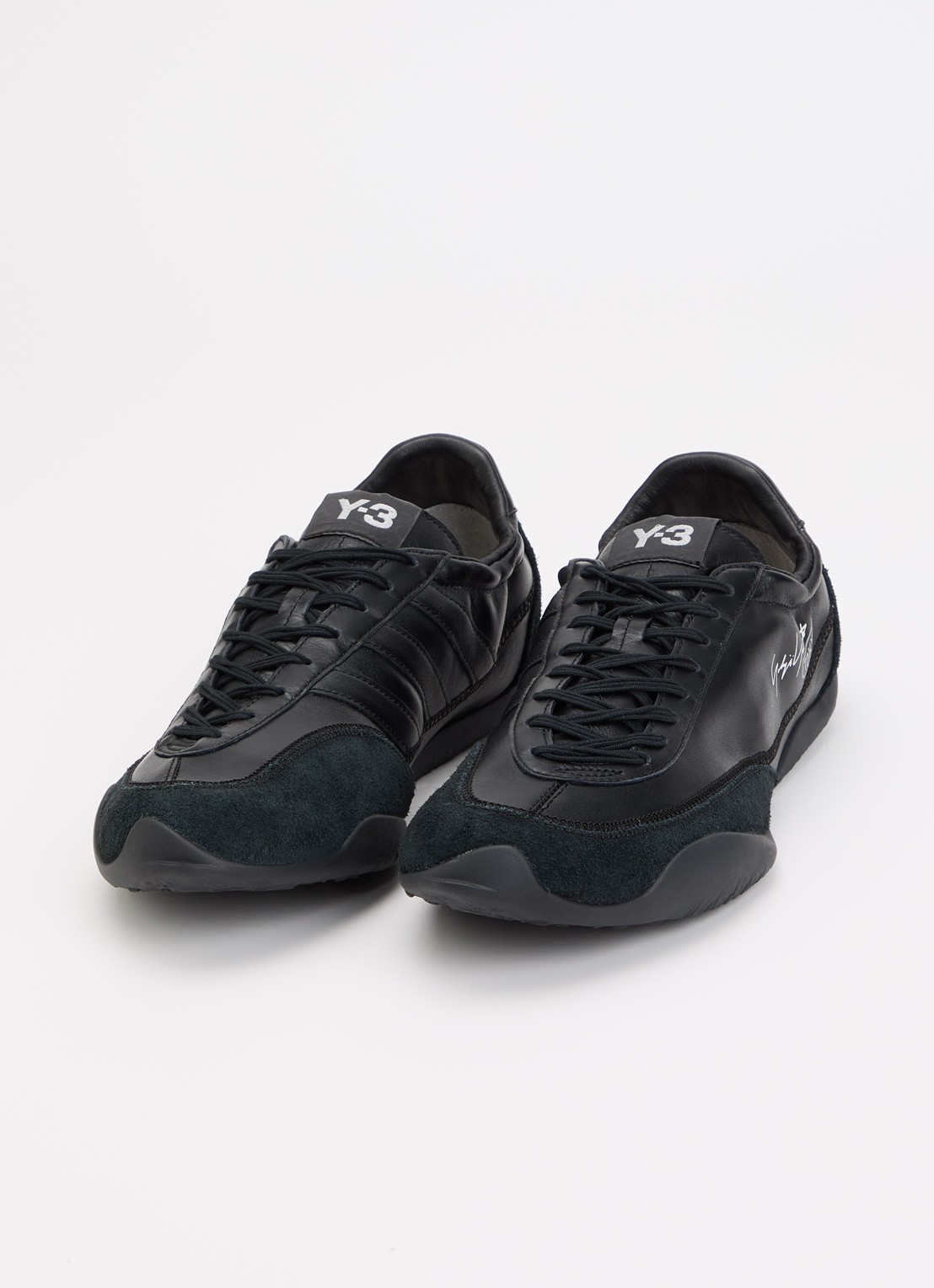 Y-3 Tokyo Warped sneaker van leer met suède details - detail 3 zwart