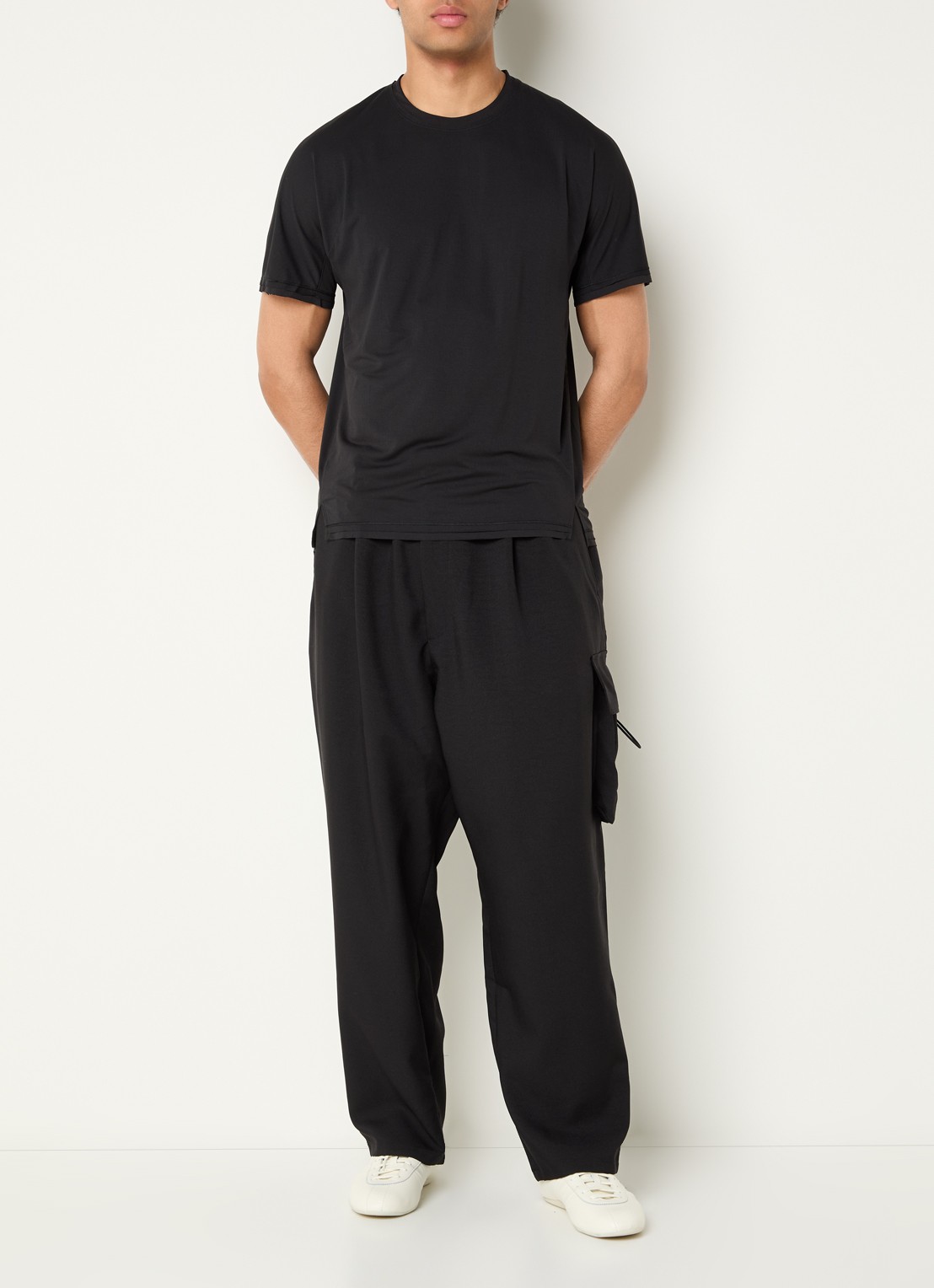 Y-3 Trainings T-shirt met ronde hals - voorkant 3 zwart