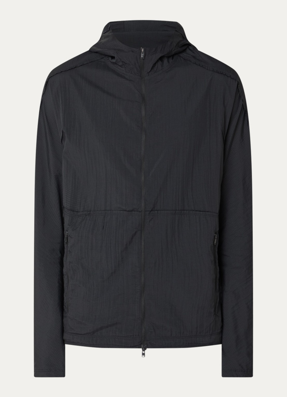 Y-3 Windjack met structuur en gerafelde zoom - voorkant 3 zwart