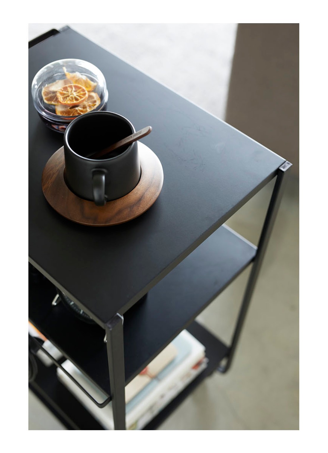 Yamazaki 3-Tiered Tower opbergtrolley  - detail 6 zwart