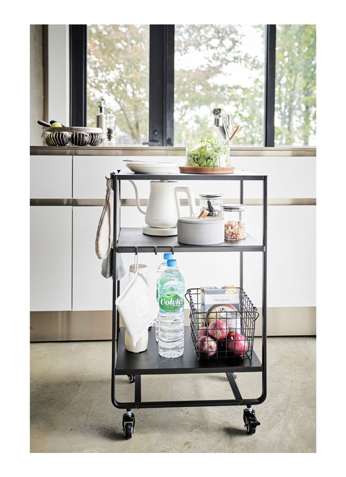 Yamazaki 3-Tiered Tower opbergtrolley  - detail 7 zwart