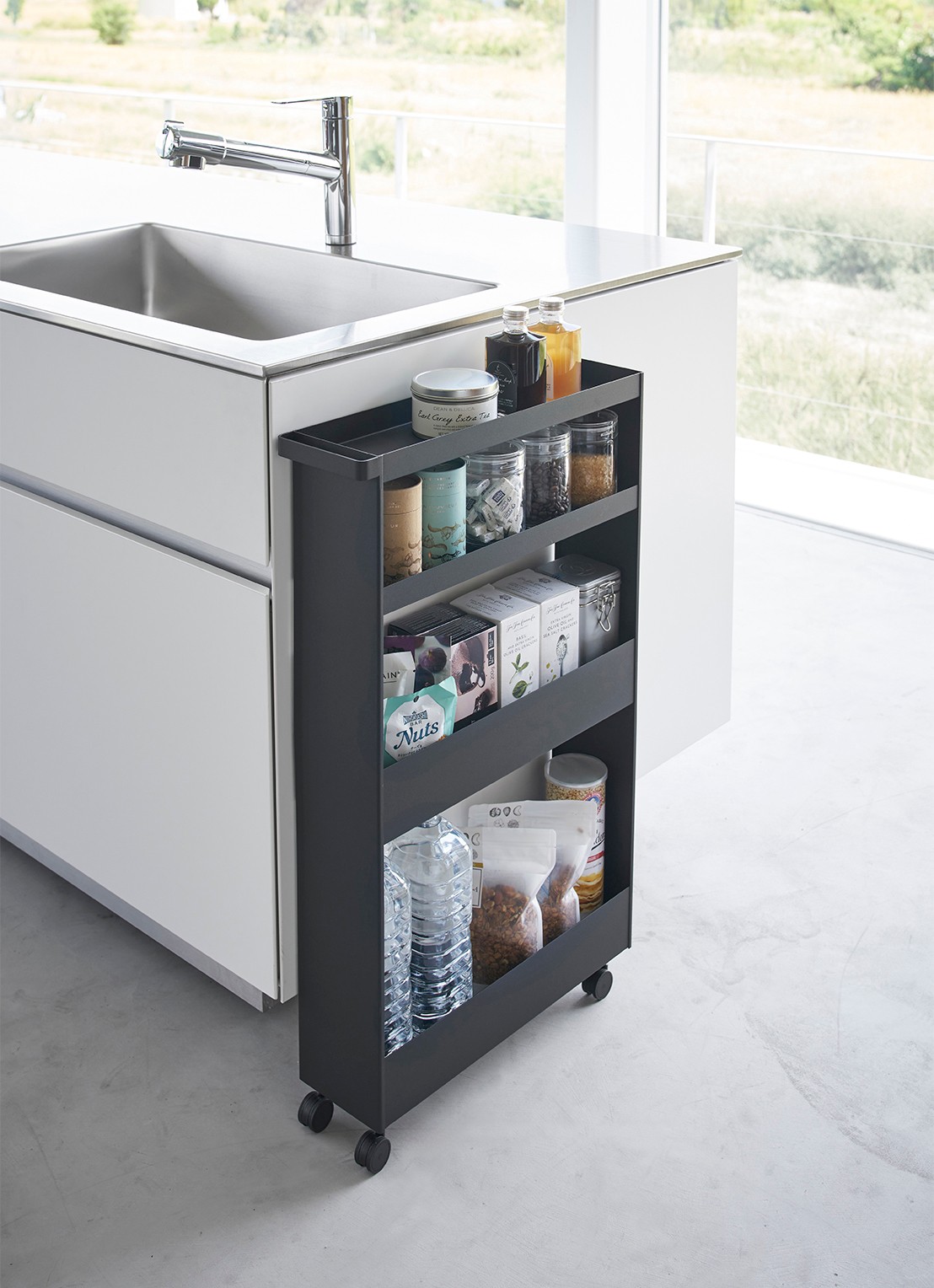 Yamazaki Tower opbergtrolley - voorkant 2 zwart