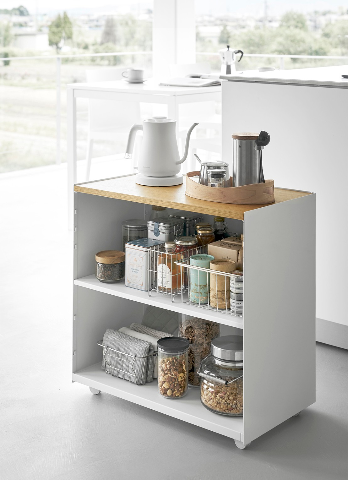 Yamazaki Tower opbergtrolley - voorkant 2 wit