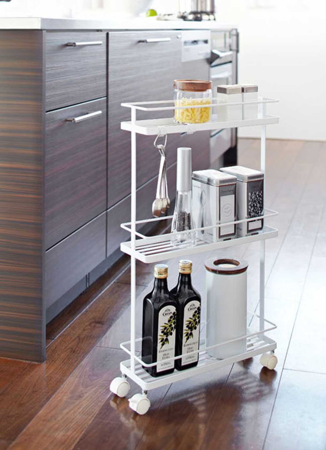 Yamazaki Tower Rolling opbergtrolley - voorkant 2 wit
