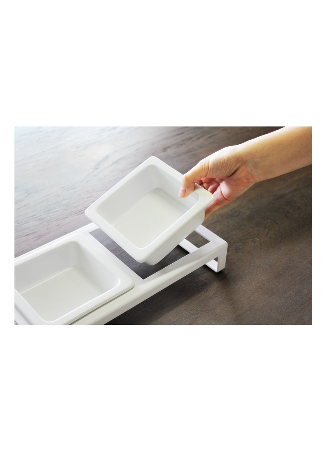 Yamazaki Tower Tall voerbak voor katten 29 x 15,5 cm - detail 5 wit