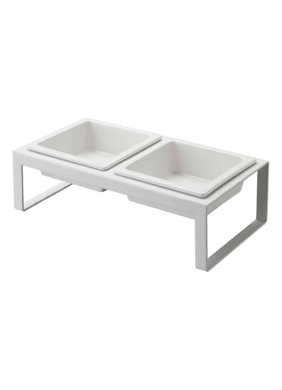 Yamazaki Tower Tall voerbak voor katten 29 x 15,5 cm - voorkant 6 wit
