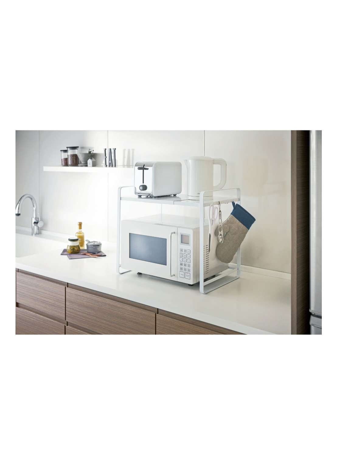 Yamazaki Tower uitschuifbare aanrecht organizer 47,5 - 75 cm - voorkant 4 wit