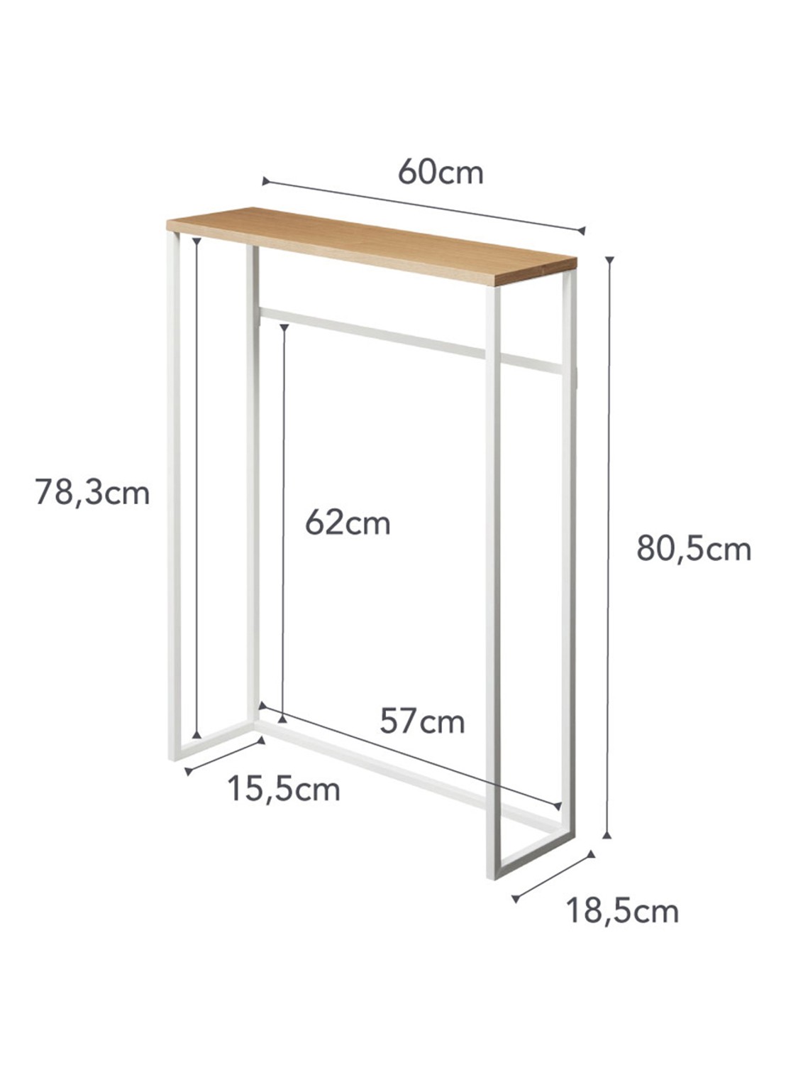 Yamazaki Tower wandtafel 60 x 80,5 cm - voorkant 2 wit