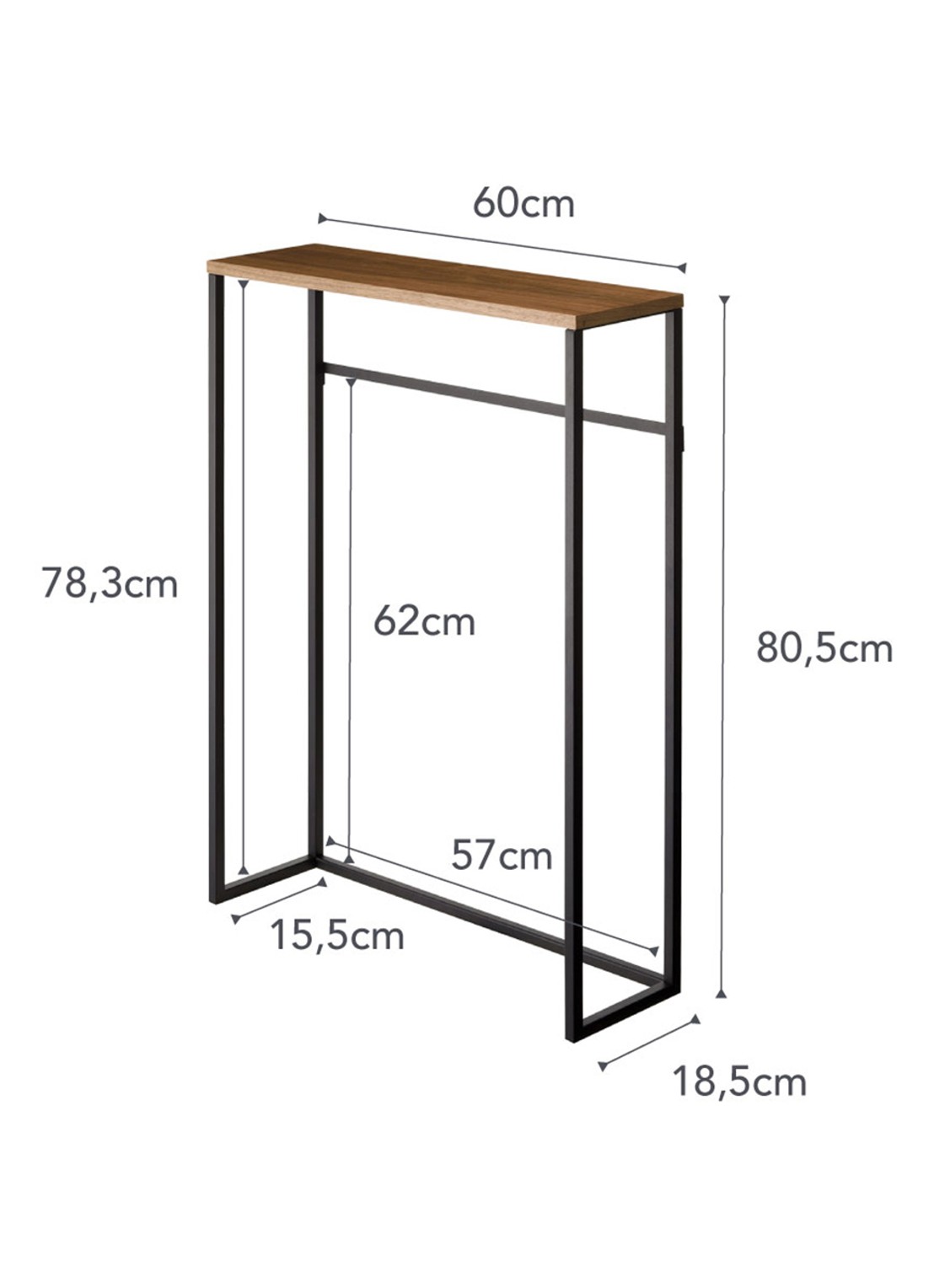 Yamazaki Tower wandtafel 60 x 80,5 cm - voorkant 2 zwart