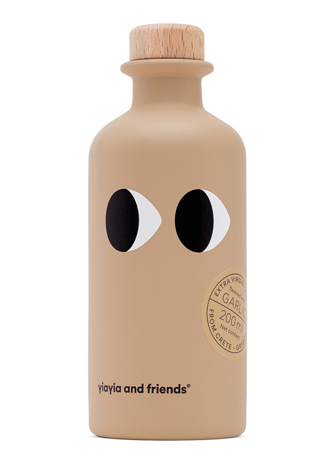 yiayia and friends Infused Garlic Extra Vierge olijfolie 200 ml - voorkant 2 beige
