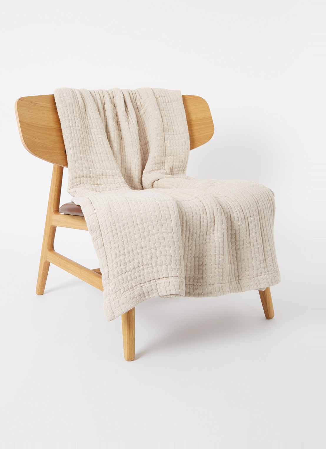Yumeko Bedsprei van katoen 200 x 220 cm - voorkant 2 donkerbeige