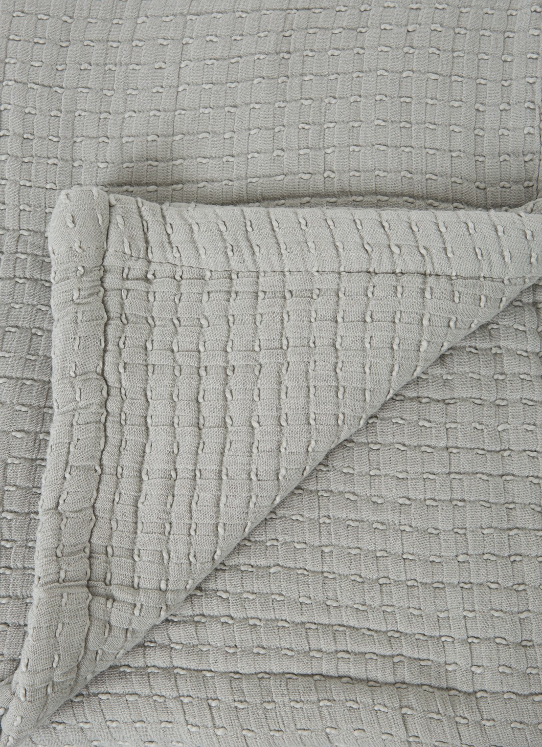 Yumeko Bedsprei van katoen 200 x 220 cm - detail olijfgroen