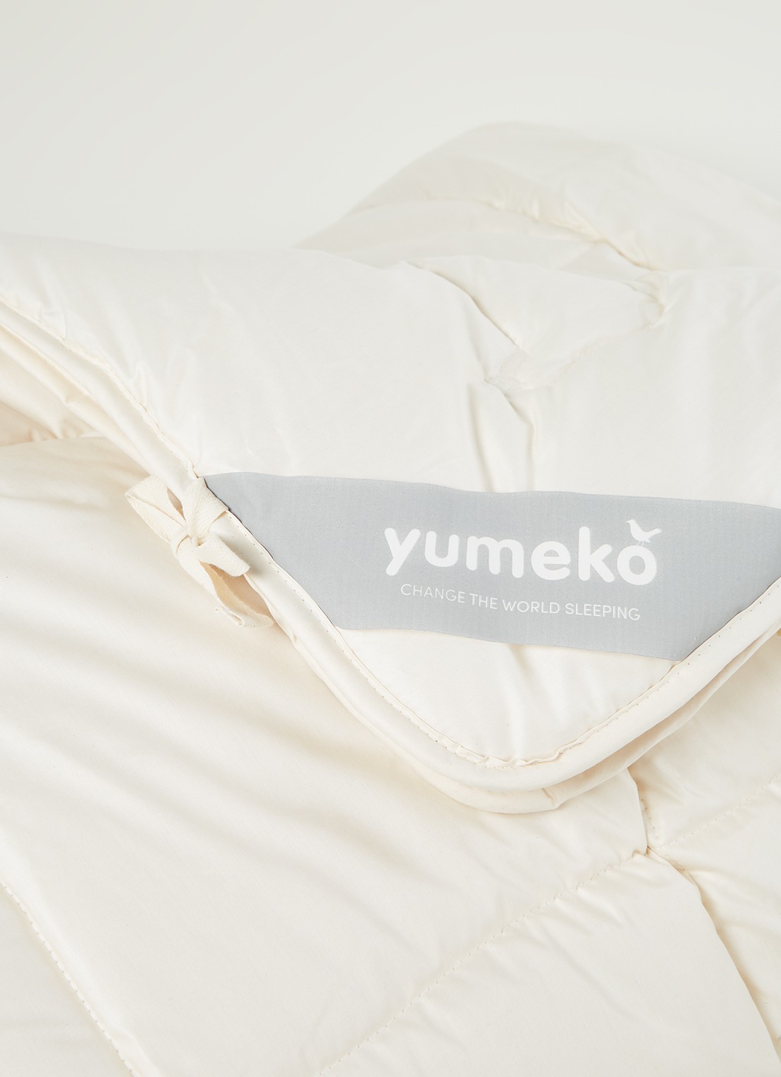 Yumeko Lente/herfst solo dekbed van biologisch katoen met vulling van biologisch wol - detail 3 gebroken wit