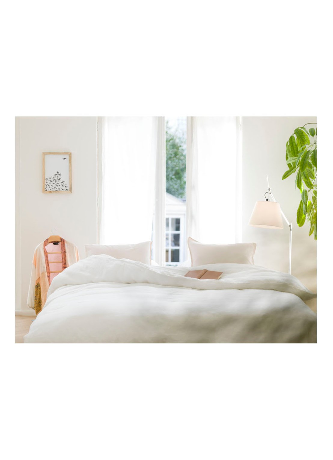 Yumeko Yumeko Washed linnen dekbedovertrekset - inclusief kussenslopen - voorkant 2 wit