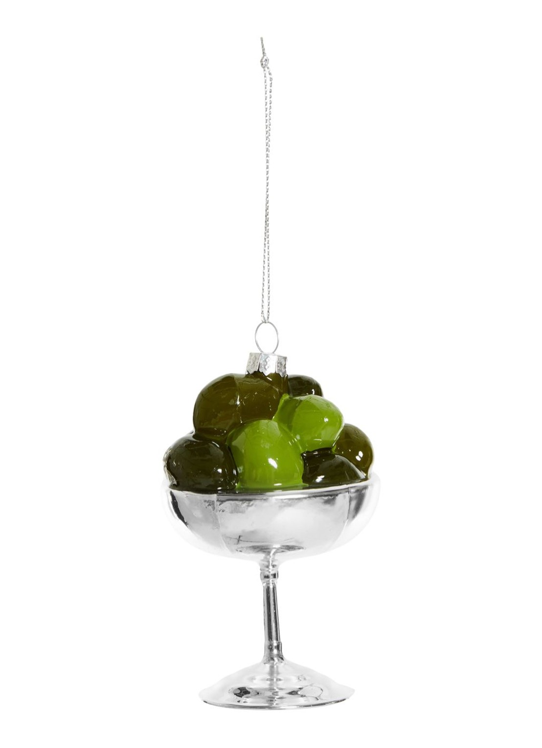 Yup in de Boom Coupe Olijven kersthanger 6,5 cm - voorkant olijfgroen