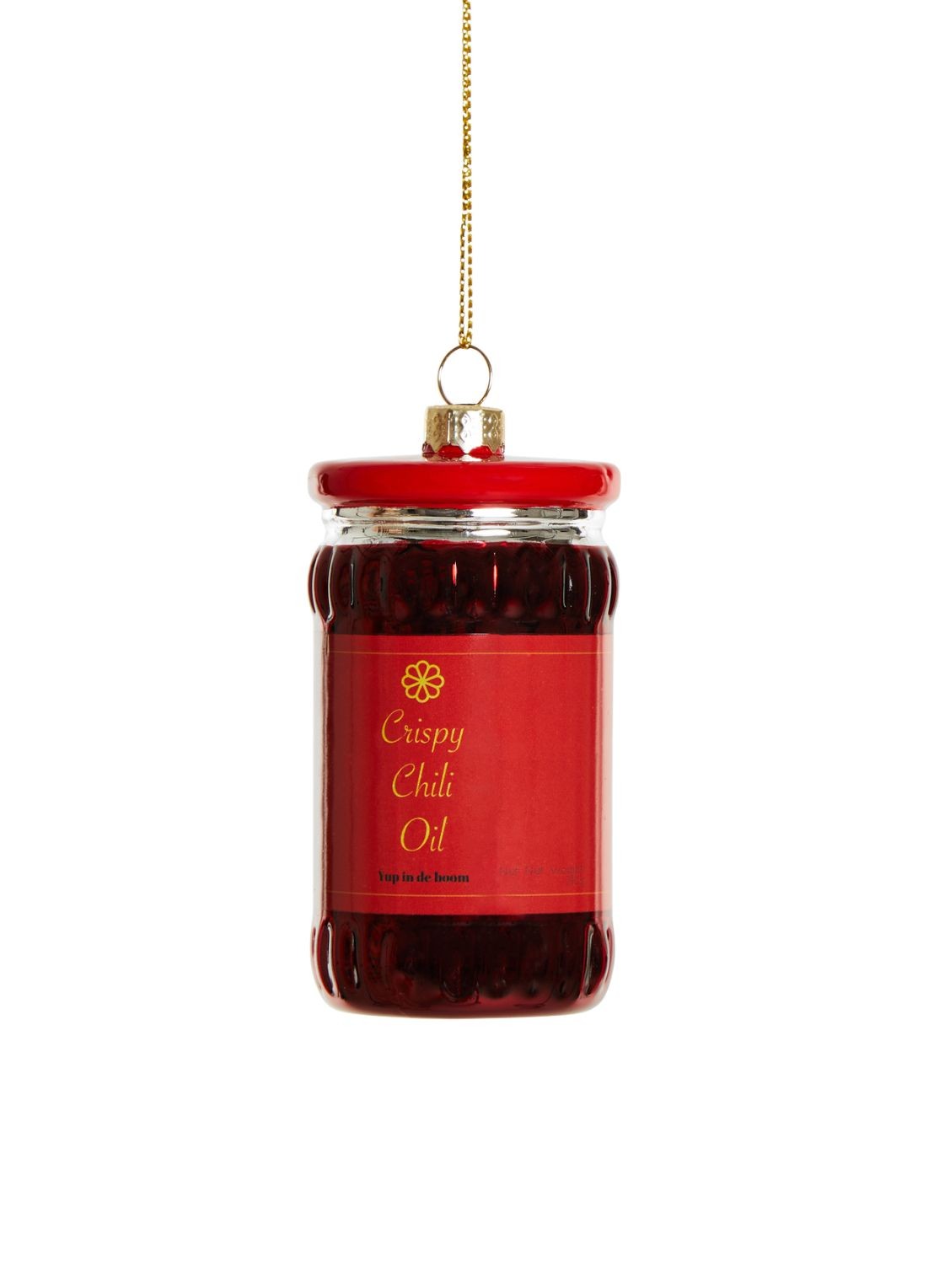 Yup in de Boom Crispy Chili Oil kersthanger 10 cm - voorkant rood