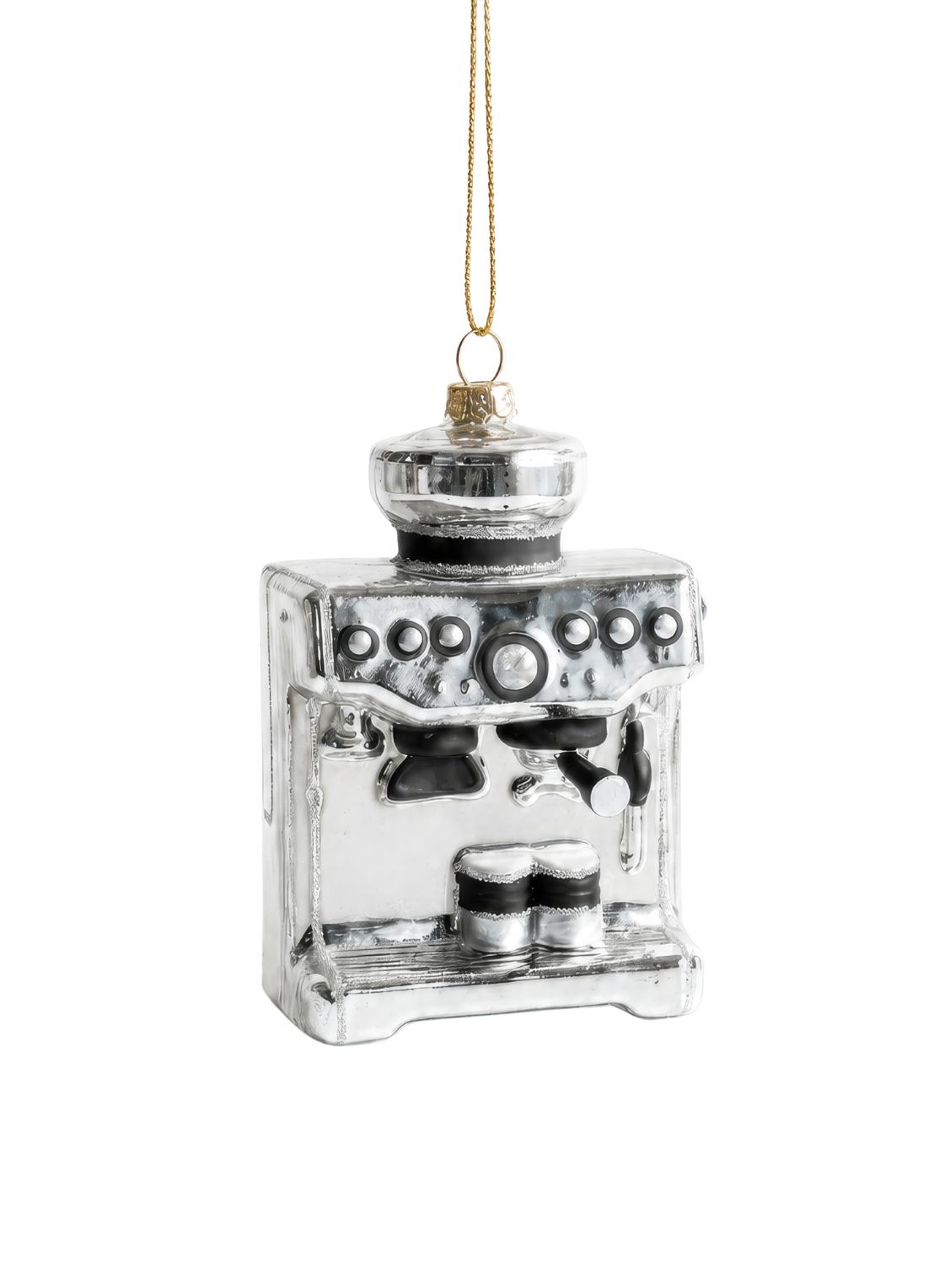 Yup in de Boom Koffiemachine kersthanger 12 cm - voorkant zilver