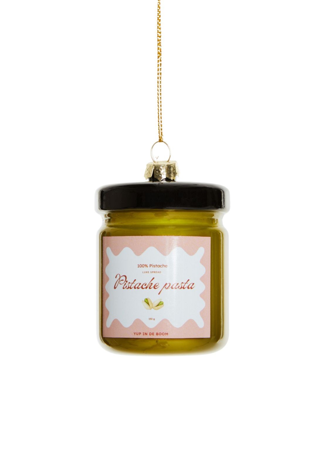 Yup in de Boom Pistache Pasta kersthanger 6 cm - voorkant groen
