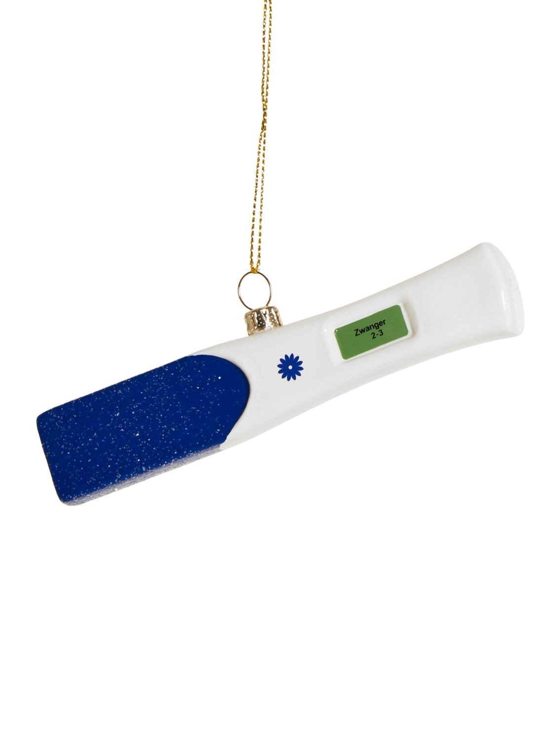 Yup in de Boom Zwangerschapstest kersthanger 2,5 cm - voorkant blauw