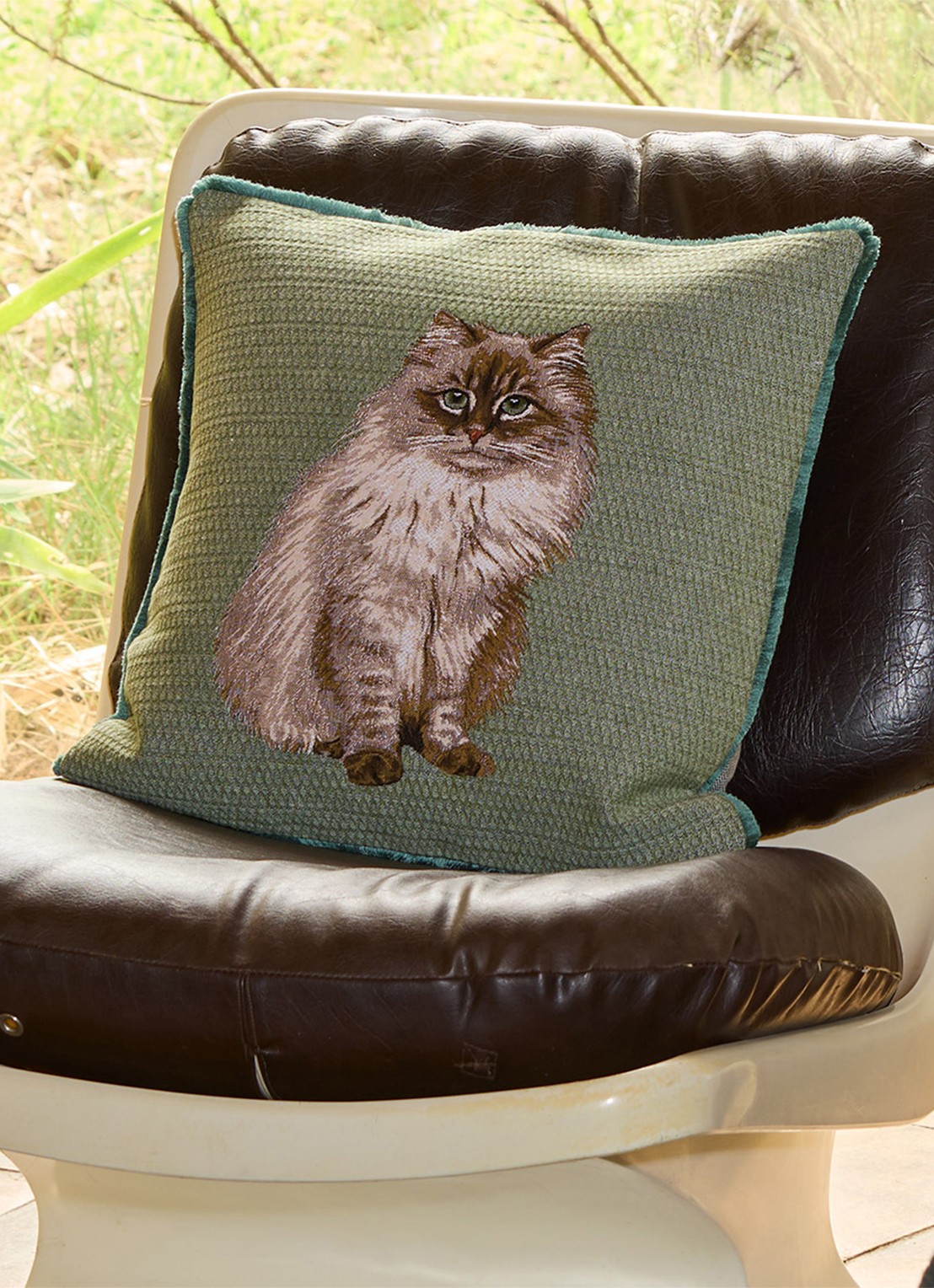 Yves Delorme Aime sierkussenhoes 45 x 45 cm - detail groen