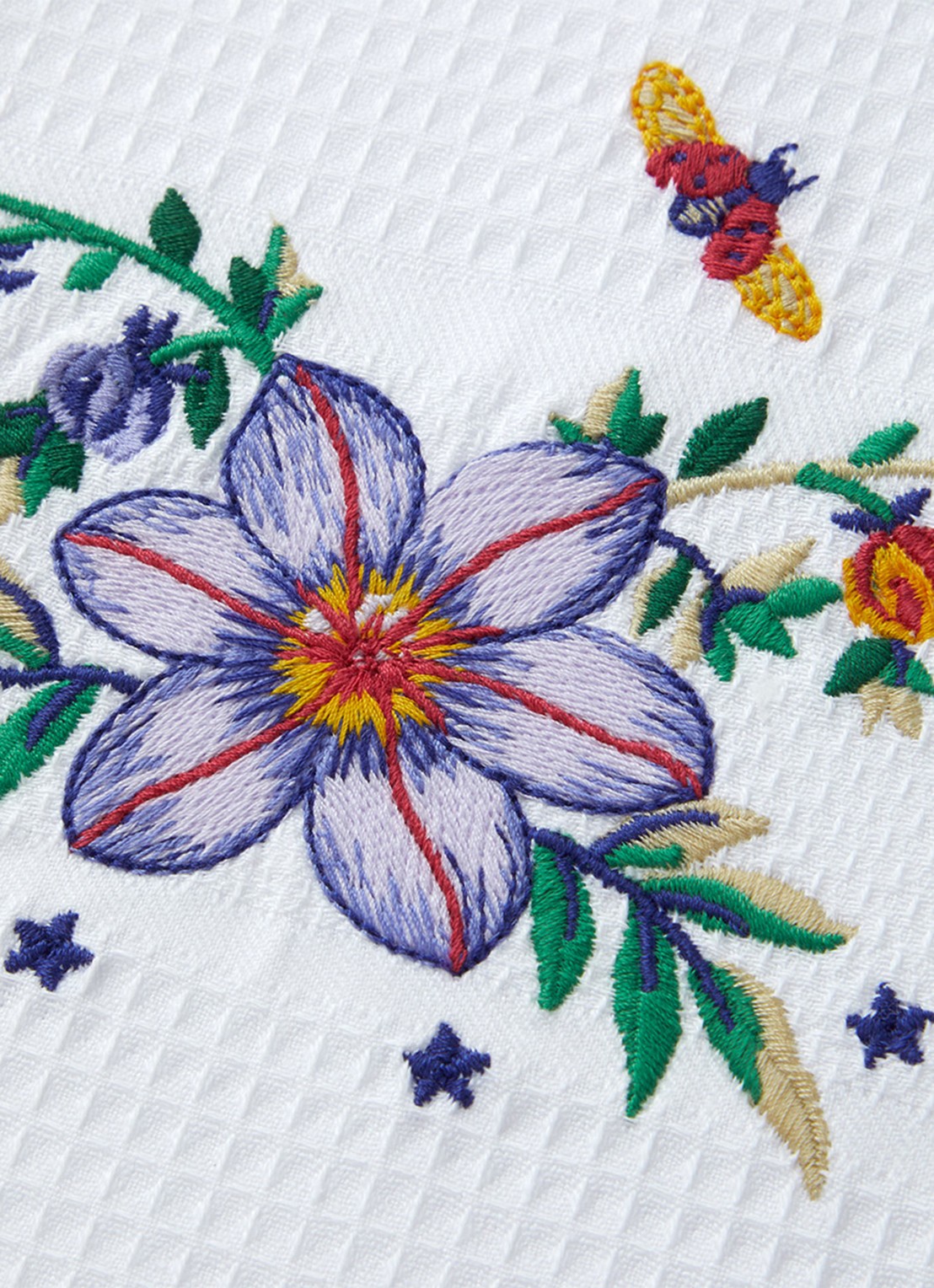 Yves Delorme Botanic gastendoek - 42 x 70 cm set van 2 - detail wit