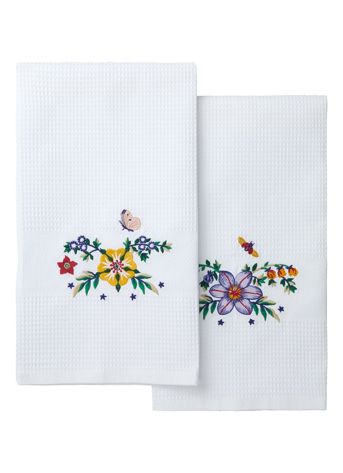 Yves Delorme Botanic gastendoek - 42 x 70 cm set van 2 - voorkant 4 wit