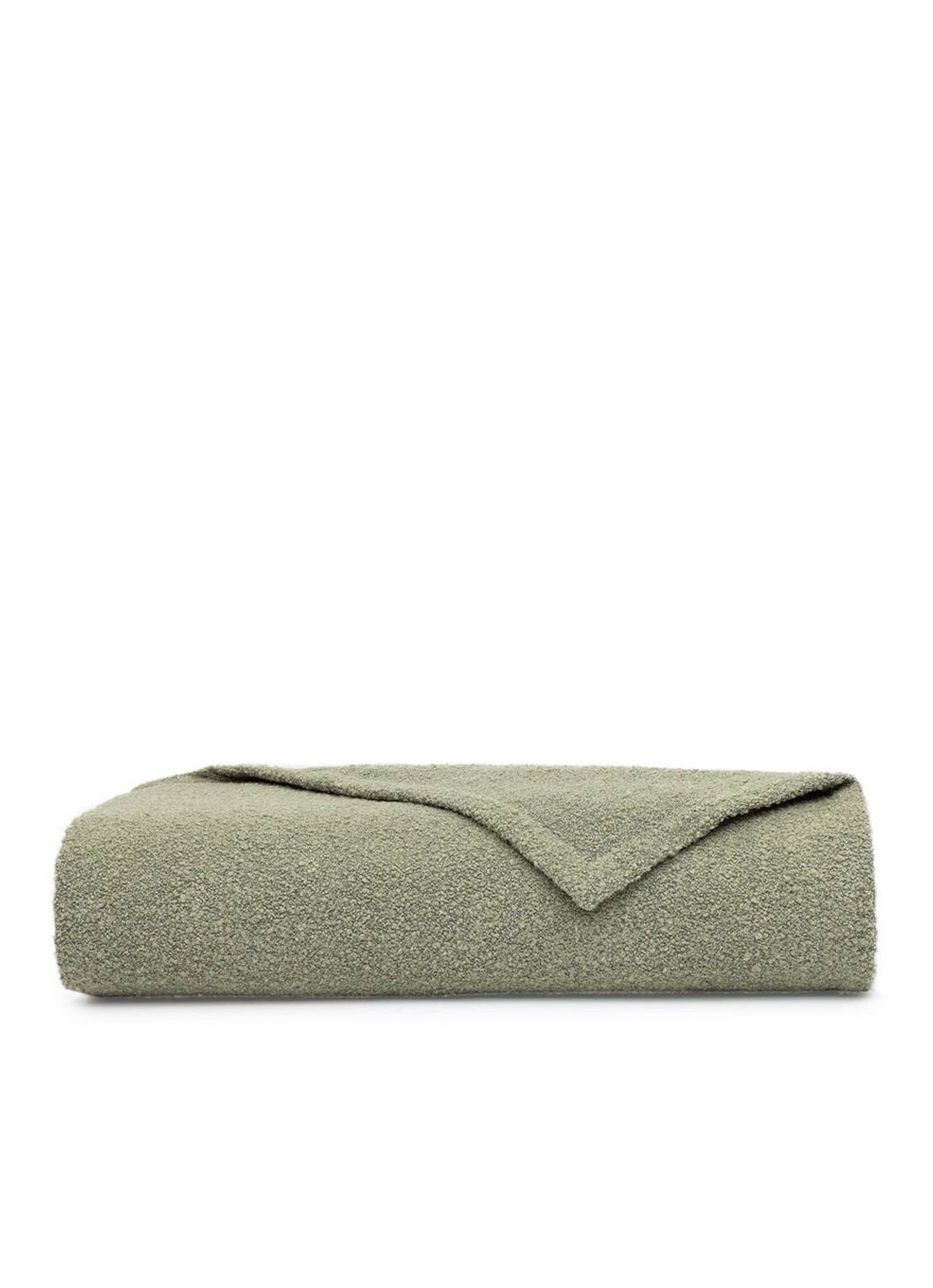 Yves Delorme Bouclette bedsprei 130 x 220 cm - voorkant 2 olijfgroen