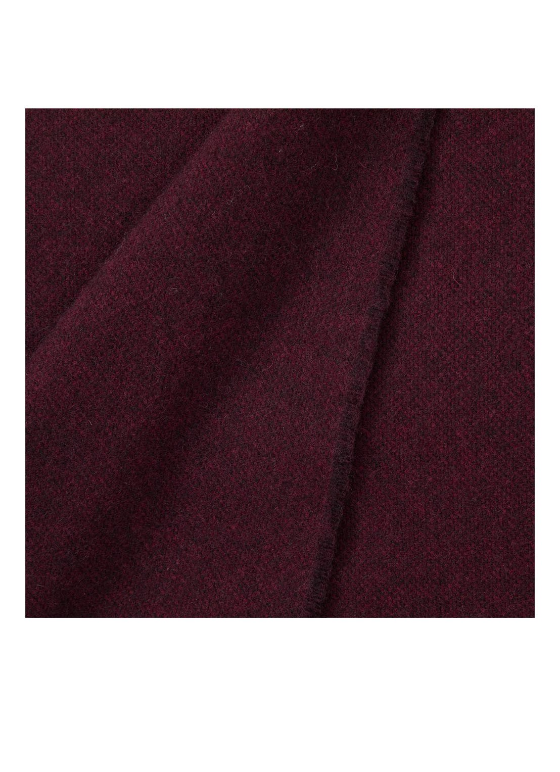 Yves Delorme Club plaid van wol met franjes 130 x 170 cm - achterkant bordeauxrood
