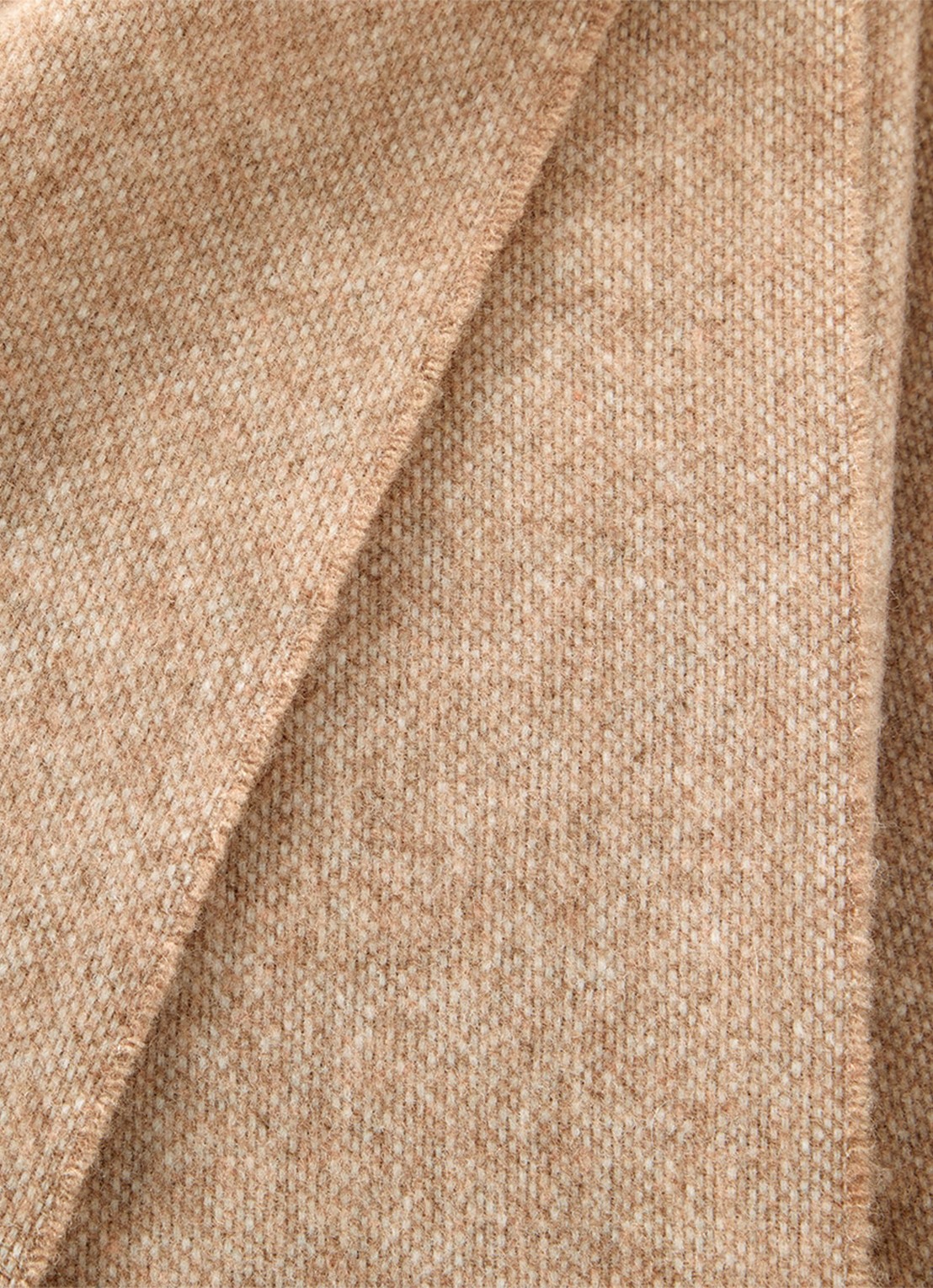 Yves Delorme Club plaid van wol met franjes 130 x 170 cm - achterkant 3 beige